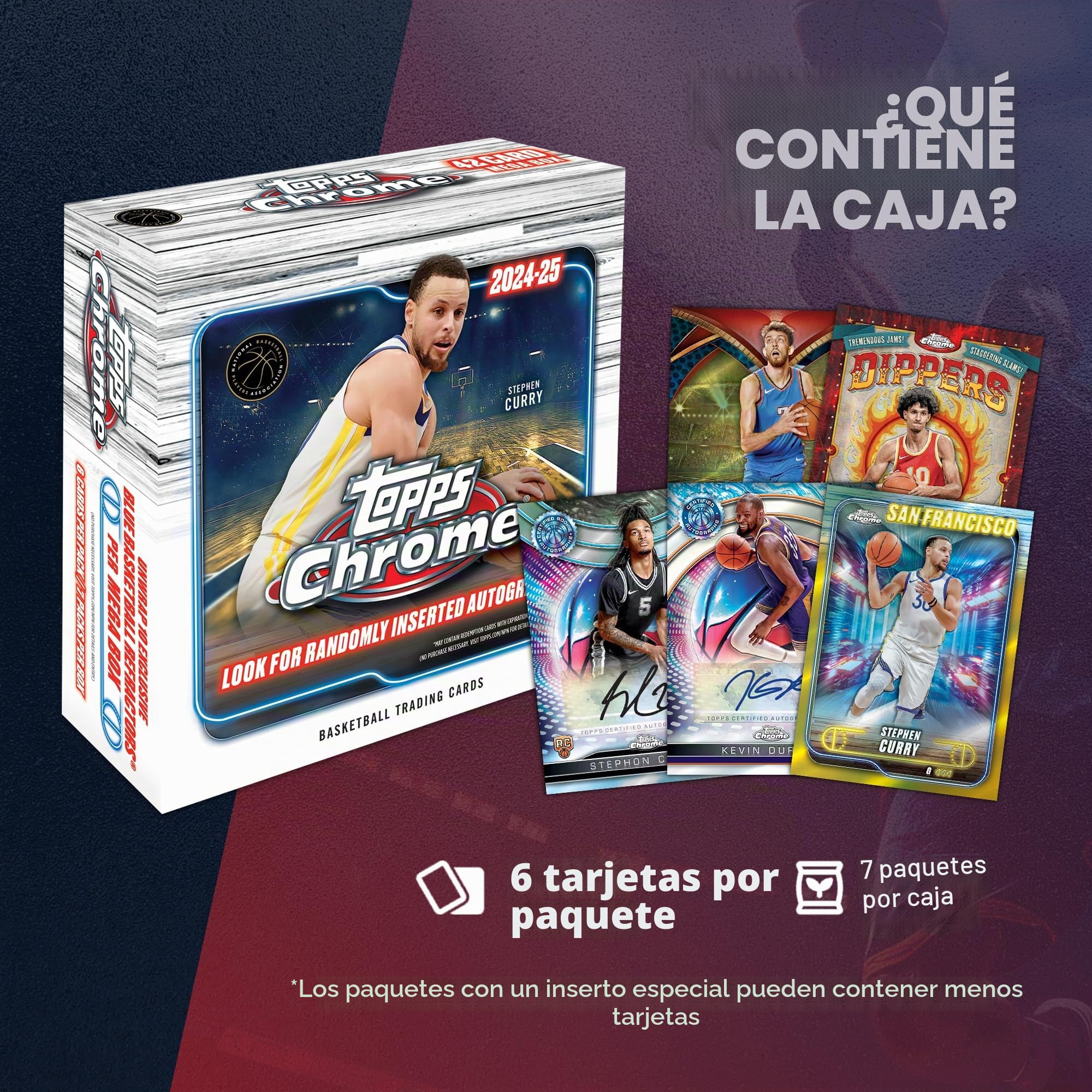 Balón de Baloncesto Cromado Topps 2024-25, Sellado de fábrica, Caja Mega