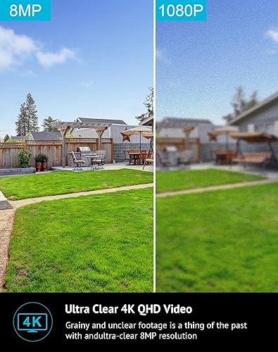 Miniatura 3 de LaView Cámaras de seguridad 4K de 8MP con cable para interiores y exteriores, IP65, sensor de luz estelar y visión nocturna de 100 pies, detección