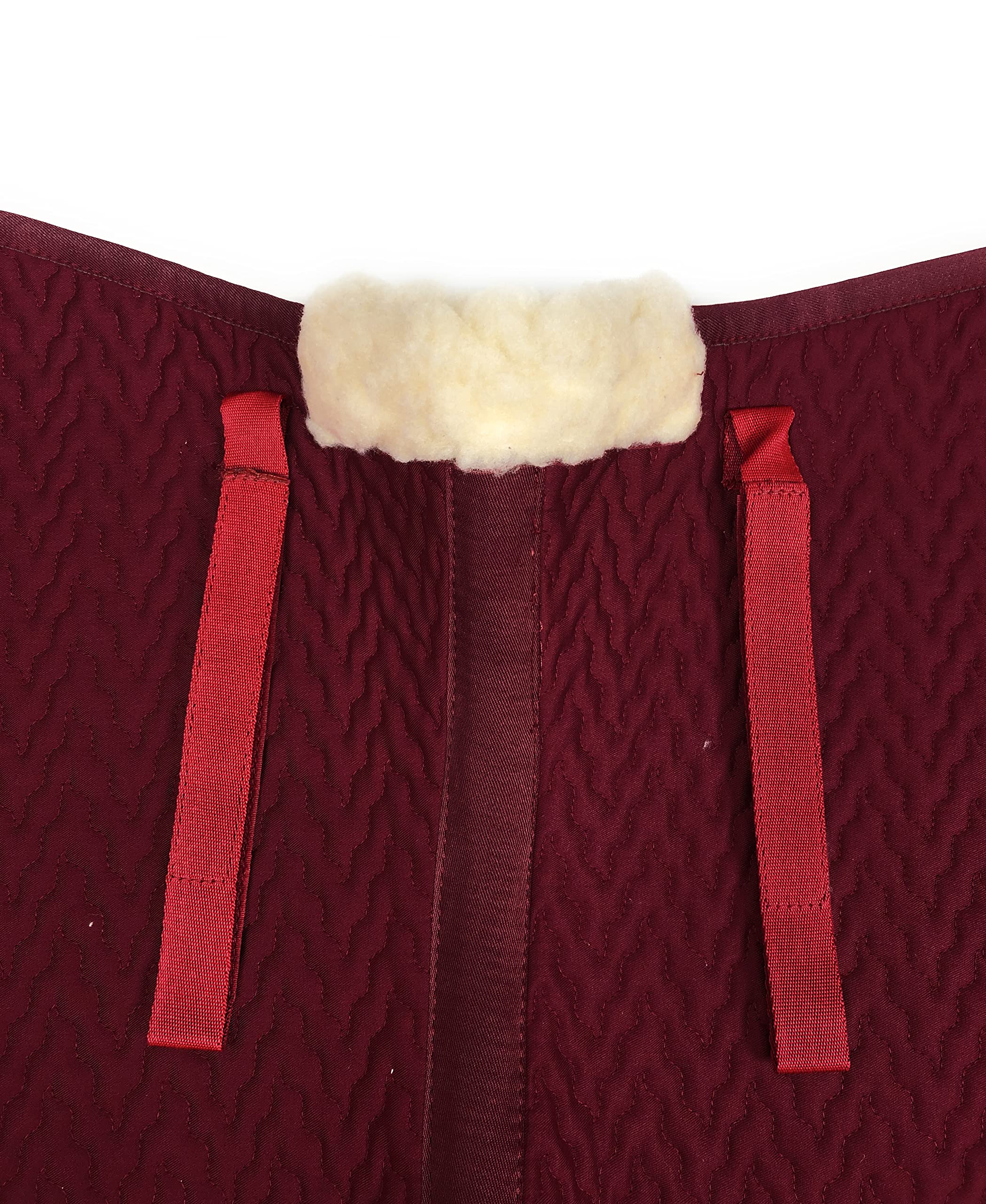 Tapis de Selle d'équitation Monte Anglaise Saut d’Obstacles Velcro Matelassage Fourrure Cob Bordeaux