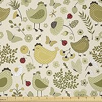 Vista 54 de Ambesonne Tela de Fiesta Popstar por Yarda, Estilo de Dibujos Animados Garabatos Dibujados a Mano Tema Musical Impresión de Arte Lineal, Tela