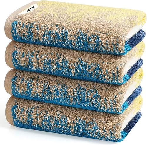 Miniatura 15 de SEMAXE Juego de 12 toallas de 100% algodón, 13 × 13 pulgadas, toallas suaves amarillas para la cara – súper absorbentes y de secado rápido, paño