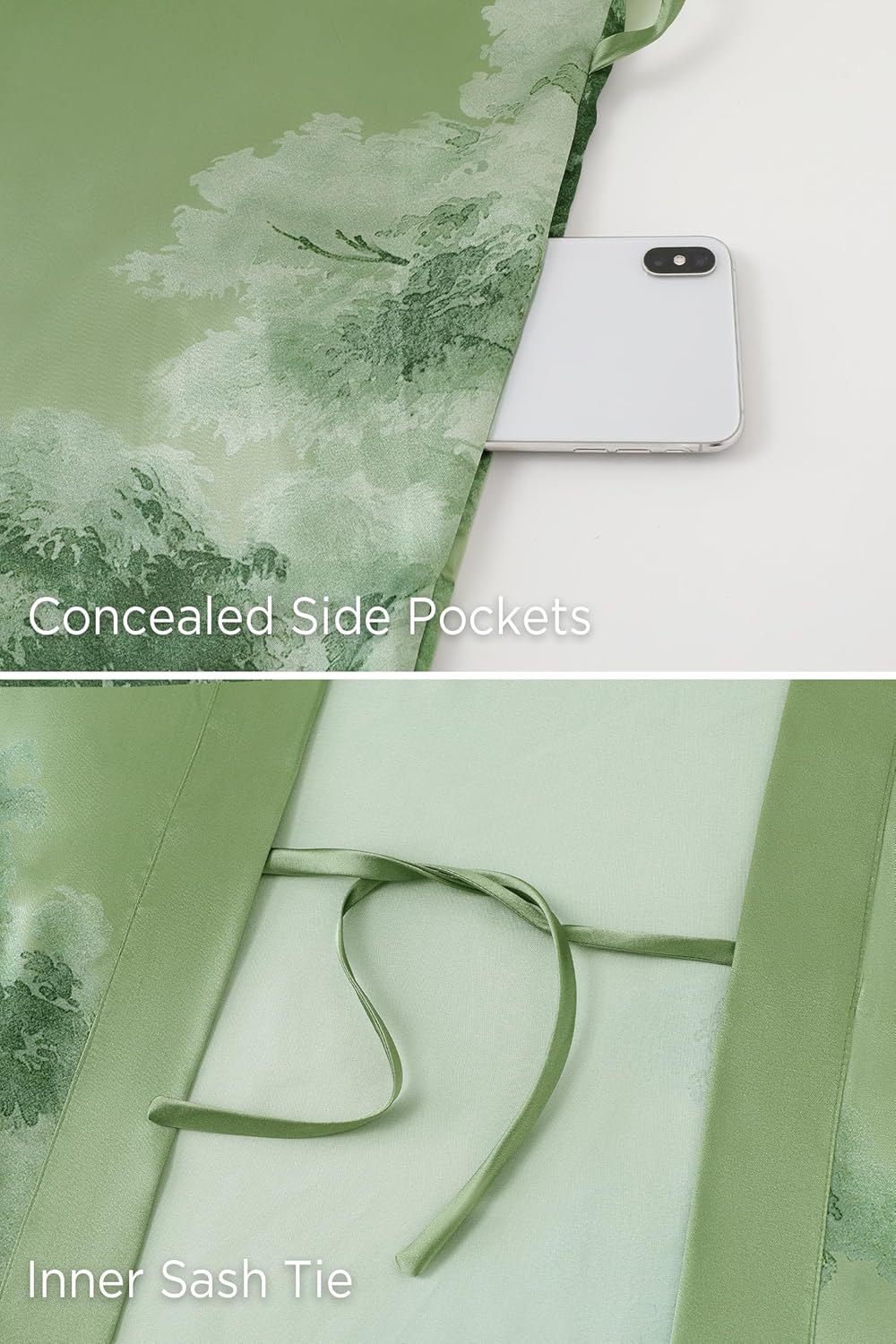 PRODESIGN Kimono Robes for Women - Long Satin Sleepwear Silky Nightgown Bathrobe Floral Dressing Gown Blouse Wedding Robe - Image 7