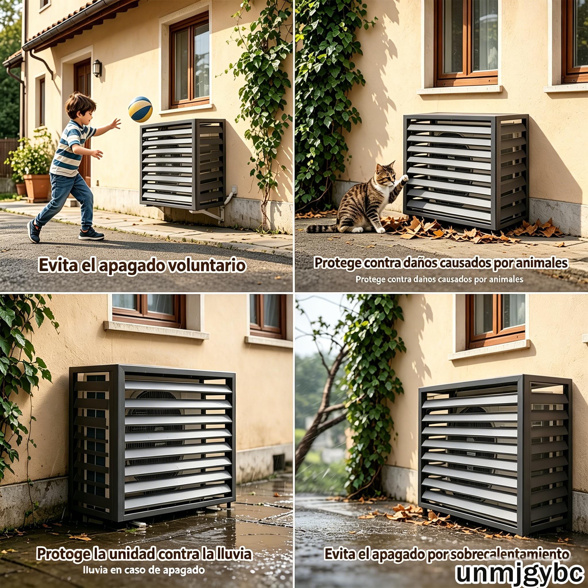 2~3P Protector para Aire Acondicionado, Cubierta Exterior de aleación de Aluminio, Marco Exterior para Aire Acondicionado, No obstruye la ventilación,Fácil de Instalar (Blanco, 110×60×80cm)