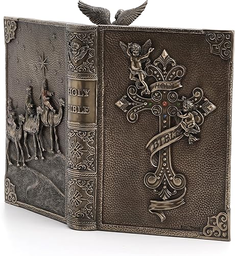 Miniatura 4 de Veronese Design 9 "Santa Biblia Belén Stand Escultura Resina Acabado Bronce Regalo Religioso