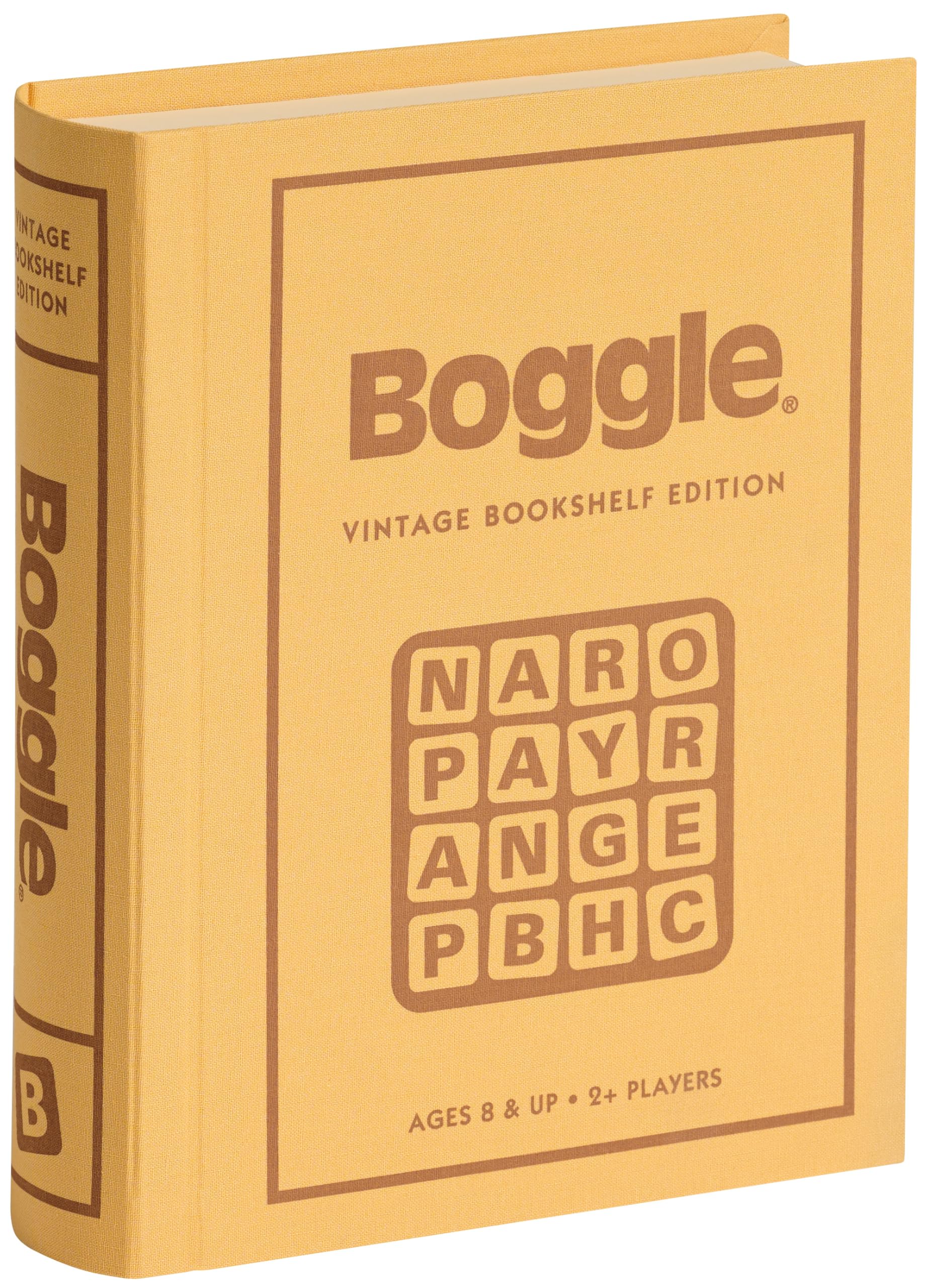 Boggle Vintage Bookshelf Edition, Classic Word Games, Linen-Wrapped Book Box with Retro 1976 Design, Ages 8+