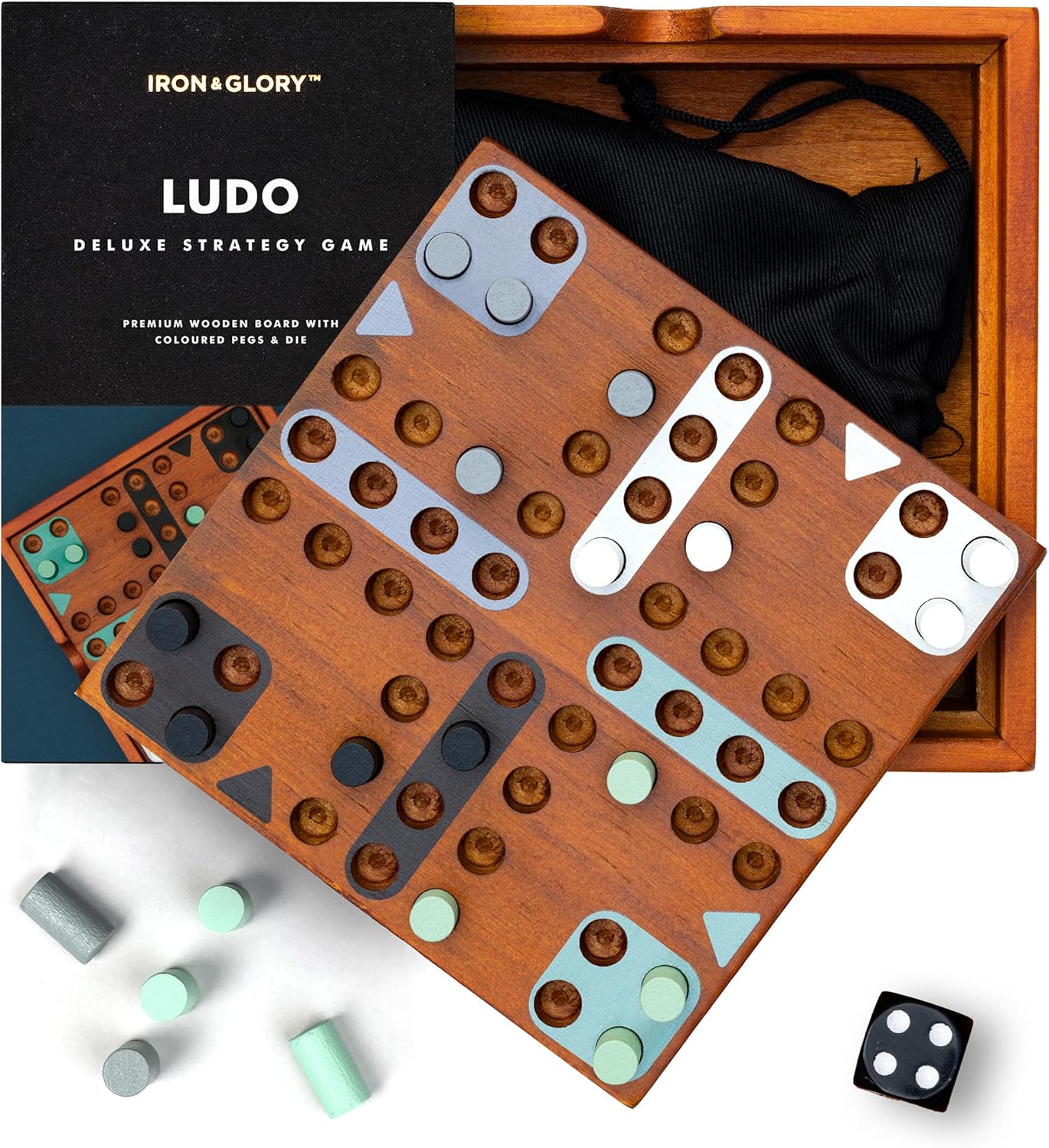 Iron & Glory Yatzy Dice Games | Wooden Board Games for Family Night | Coffee Table Decor | Family Board Games for Games Night | 4 Player Games & Wooden Living Room Decor