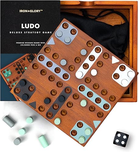Juego de mesa Iron & Glory Ludo  Rompecabezas y juegos de madera  Juegos de mesa para noche familiar  Decoración de mesa auxiliar  Juegos de mesa
