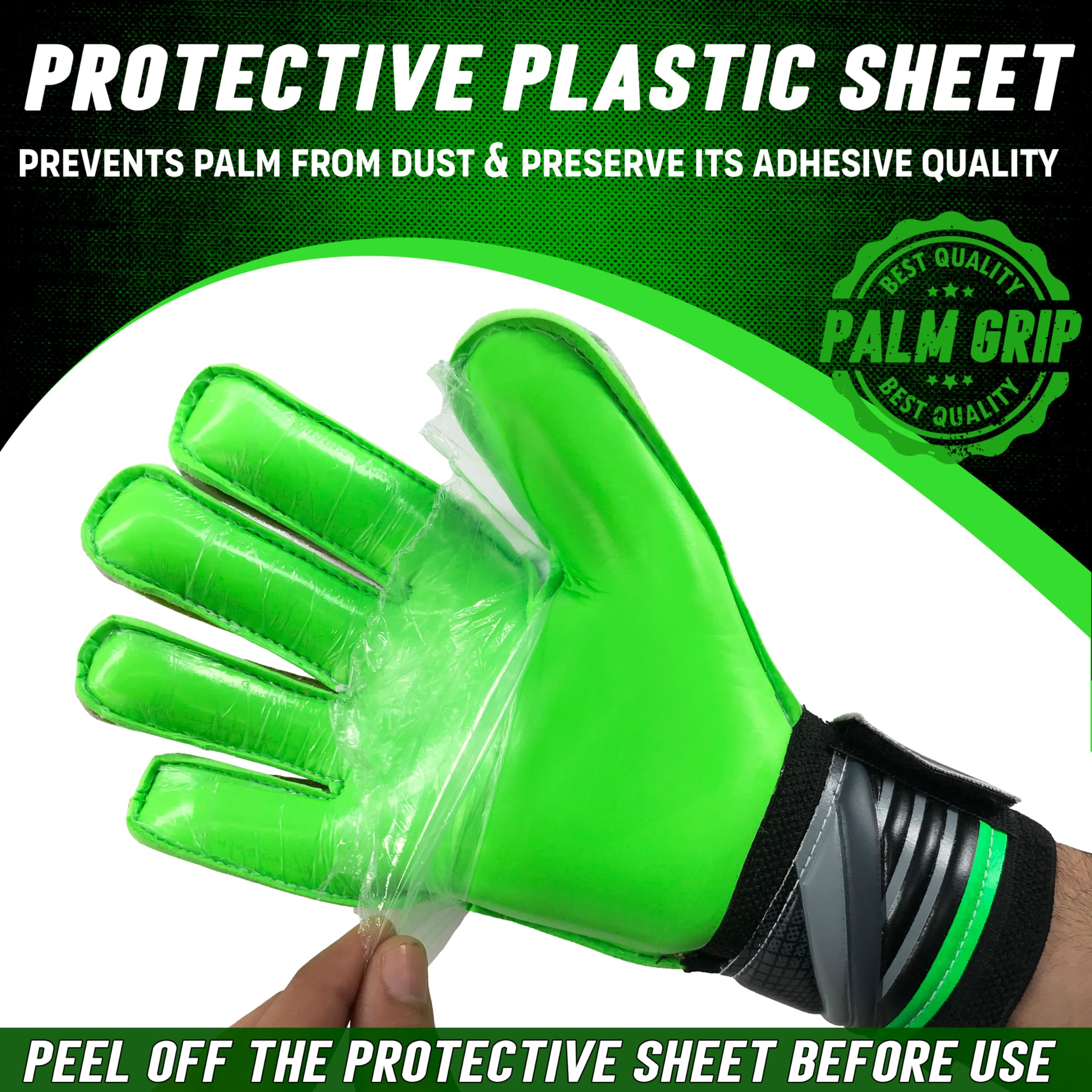 Adhawk Goalkeeper Gloves, Premium Quality Latex Palm with Finger Spine Protection & Double Layer Wristband - Image 5