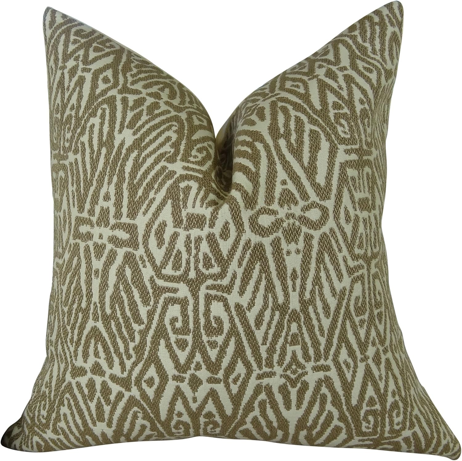 Designer Decorative Pattern Throw Pillow - Taupe Cream Graphic Pillow - Modern Graphic Pillow - Light Brown Couch Pillow, Made in US, 11162