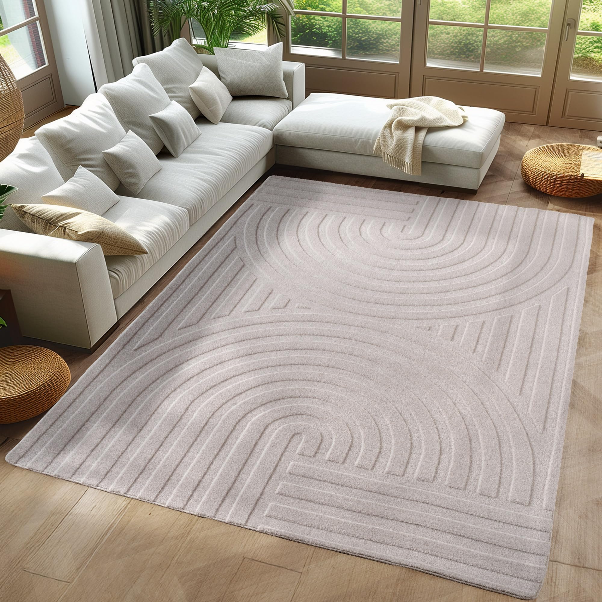 Tapis boho scandinave crème 200x290 pour un salon cosy et moderne