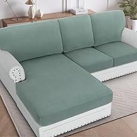 Vista 328 de H.VERSAILTEX 2025 New Sectional Couch Covers 8 Pieces Stretch Sofa Covers for Sectional Sofa Set Separate L Shaped Couch Cover for Both Left/Right
