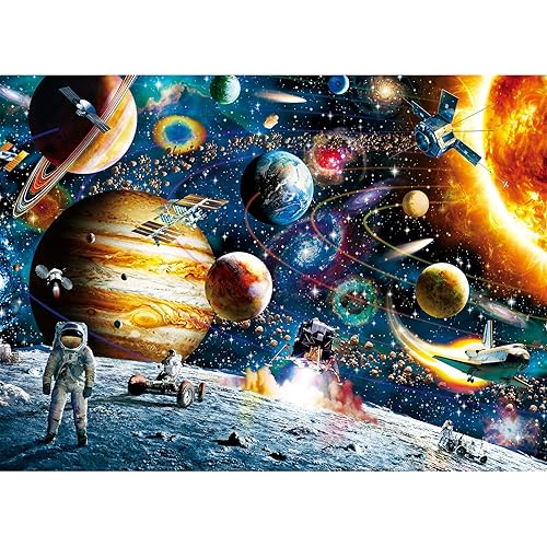 Puzzles for Adults 500 Pieces Jigsaw Puzzles Space Traveler Solar System Puzzle for Family Challenging Hard Puzzle Summer Games 14.5" x 20”