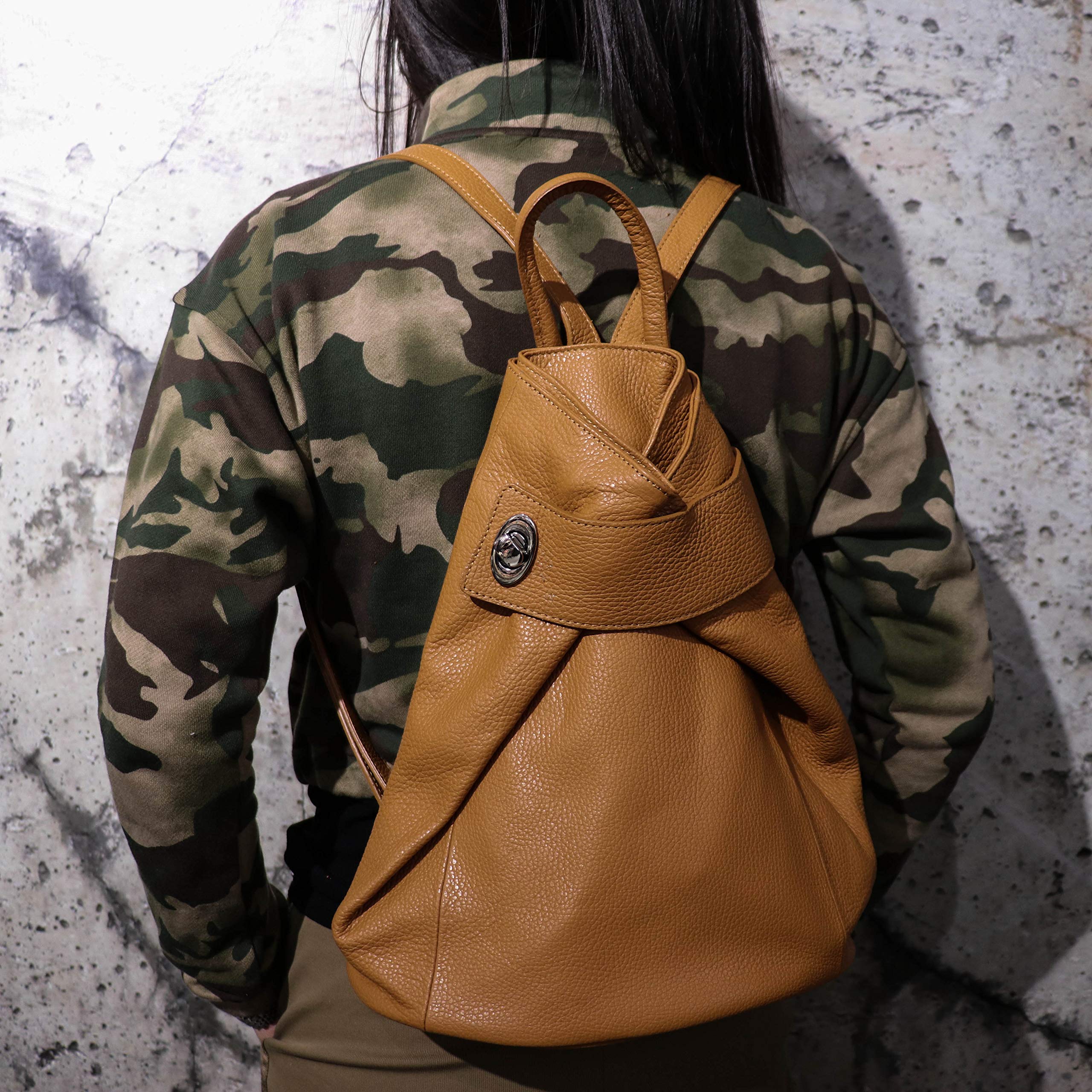 SH Leder - Sac à dos de ville en cuir véritable - Pour femme - En cuir de vachette - 29 x 34 cm - Pamela G2517