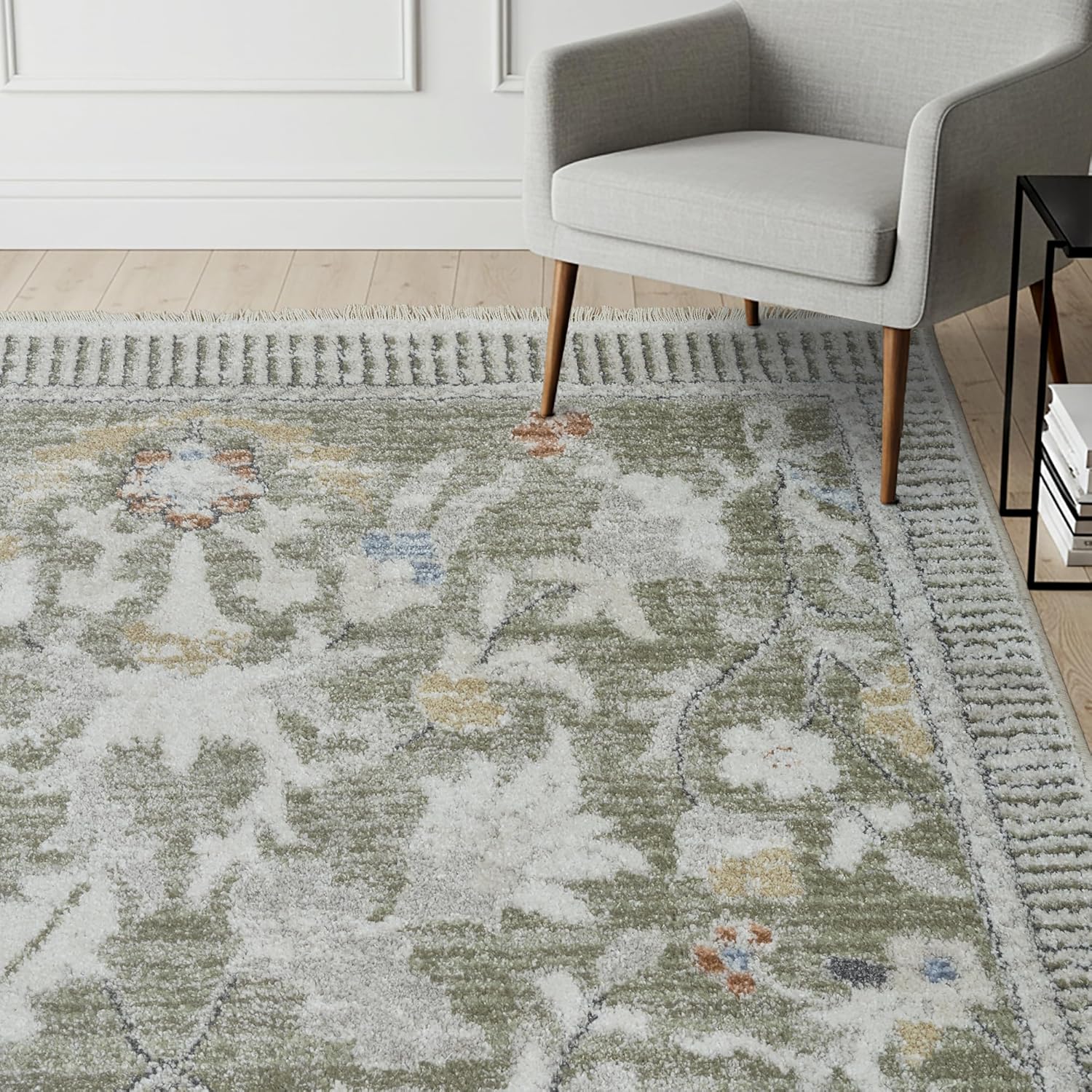 Gertmenian Heritage Botanica Area Rug - 8x10 Large, Traditional, Soft, Durable, Easy Cleaning & Ideal for High Traffic Areas in Living Room, Bedroom, Entryway - Ramboz Green, 23188
