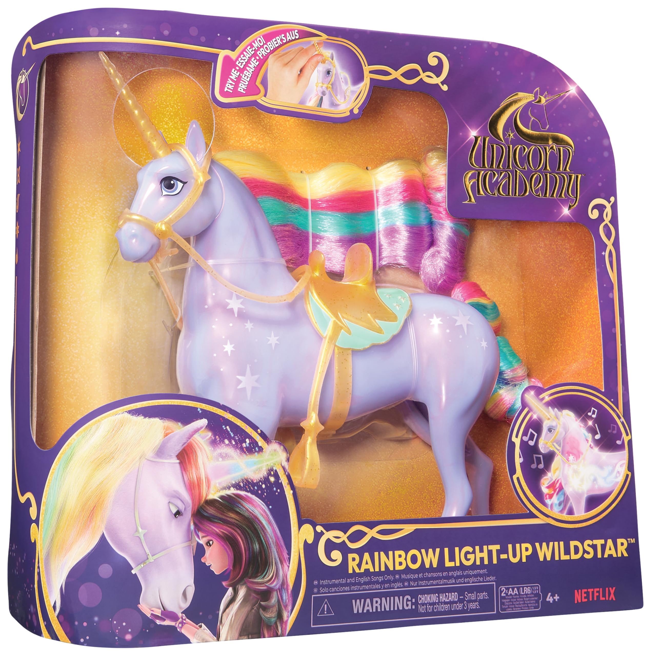 Unicorn Academy, Unicorno Wildstar Interattivo, Magica Luce dell’Arcobaleno, con Luci, Suoni e Musica, per Bambine, 4+ Anni