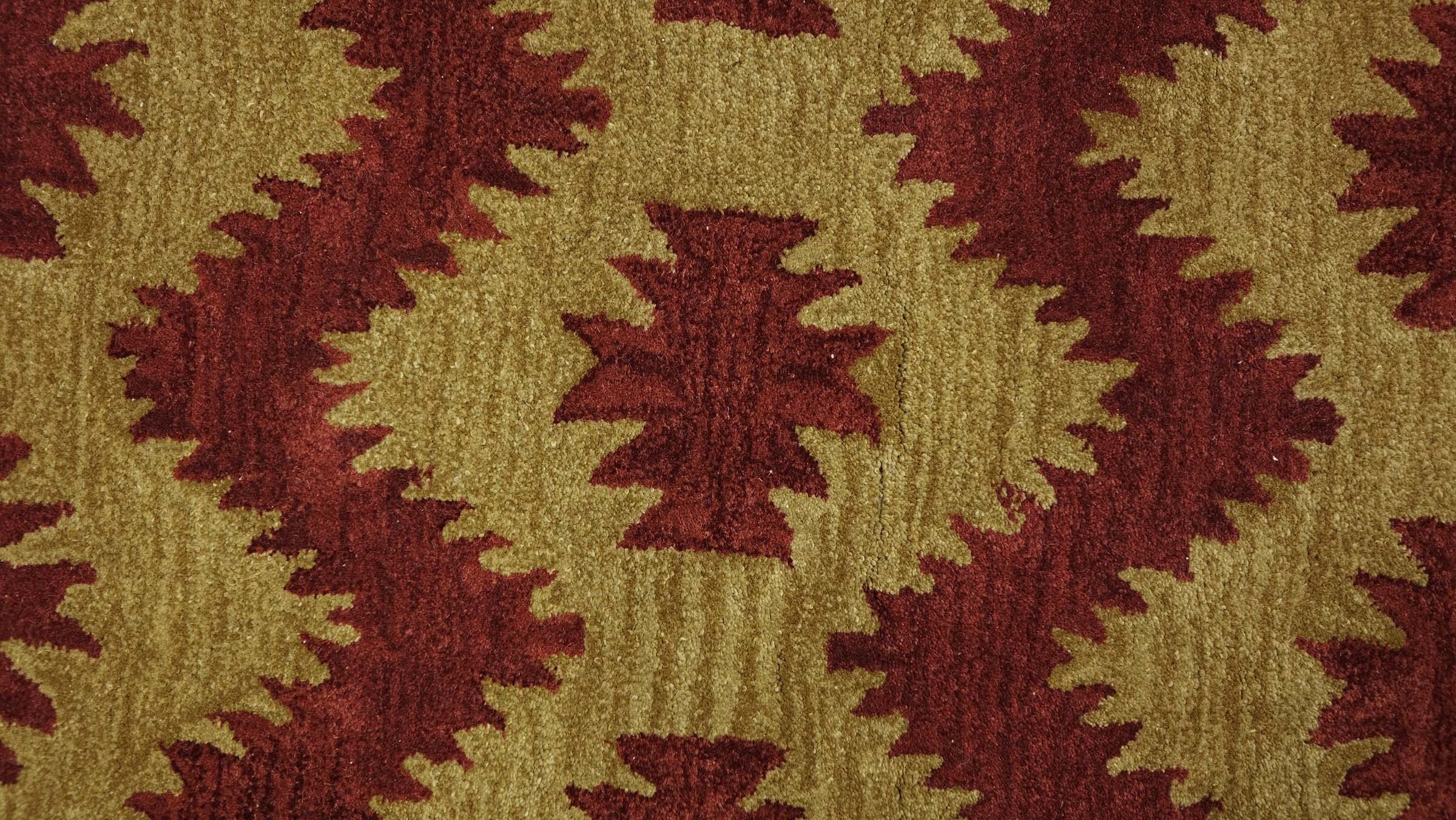 Tapis en laine fait à la main 120 x 180 cm - Or à motifs - Fait main - 120 x 180 cm
