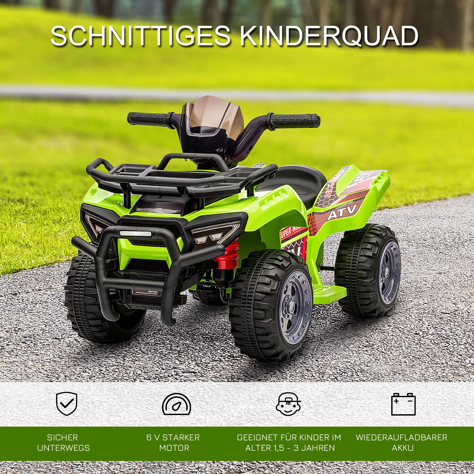 AIYAPLAY elektrische quad voor kinderen, LED-verlichting, voor- en achteruitrijden, 18-36 maanden, roze