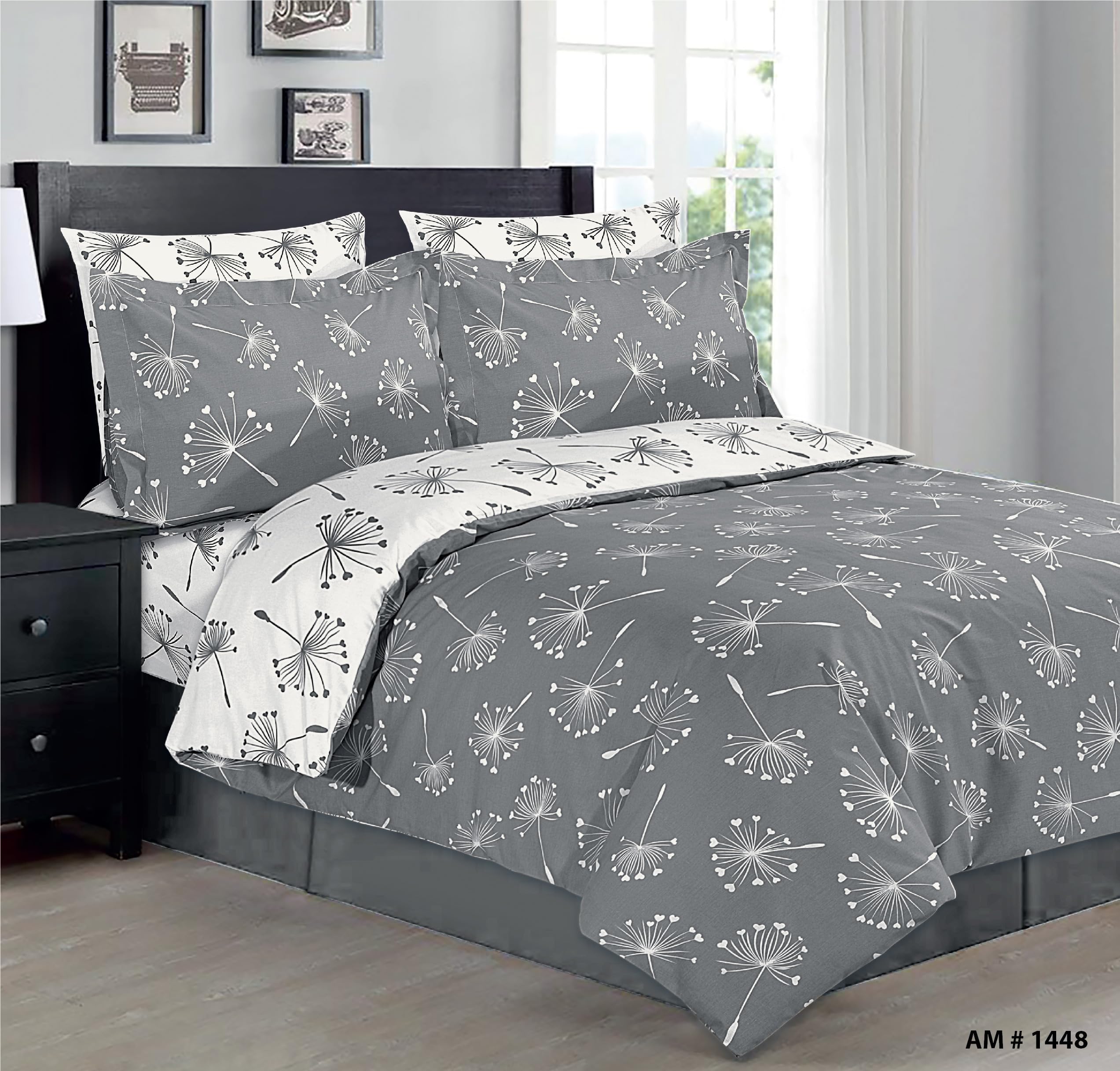 Amali Poly Cotton Bed sheet Set Including Duvet Cover, Fitted Sheet and 2 Pillow Covers bedding & Linen for Home (AM 1448, SINGLE)