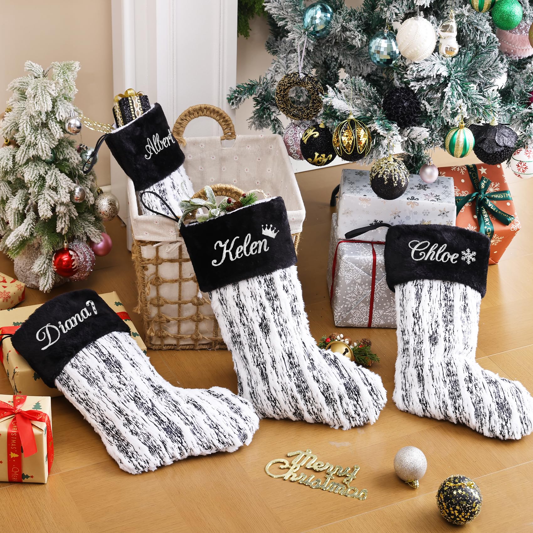 Chaussette De Noël Jute Personnalisée | Père Noël |Ourson Câlin