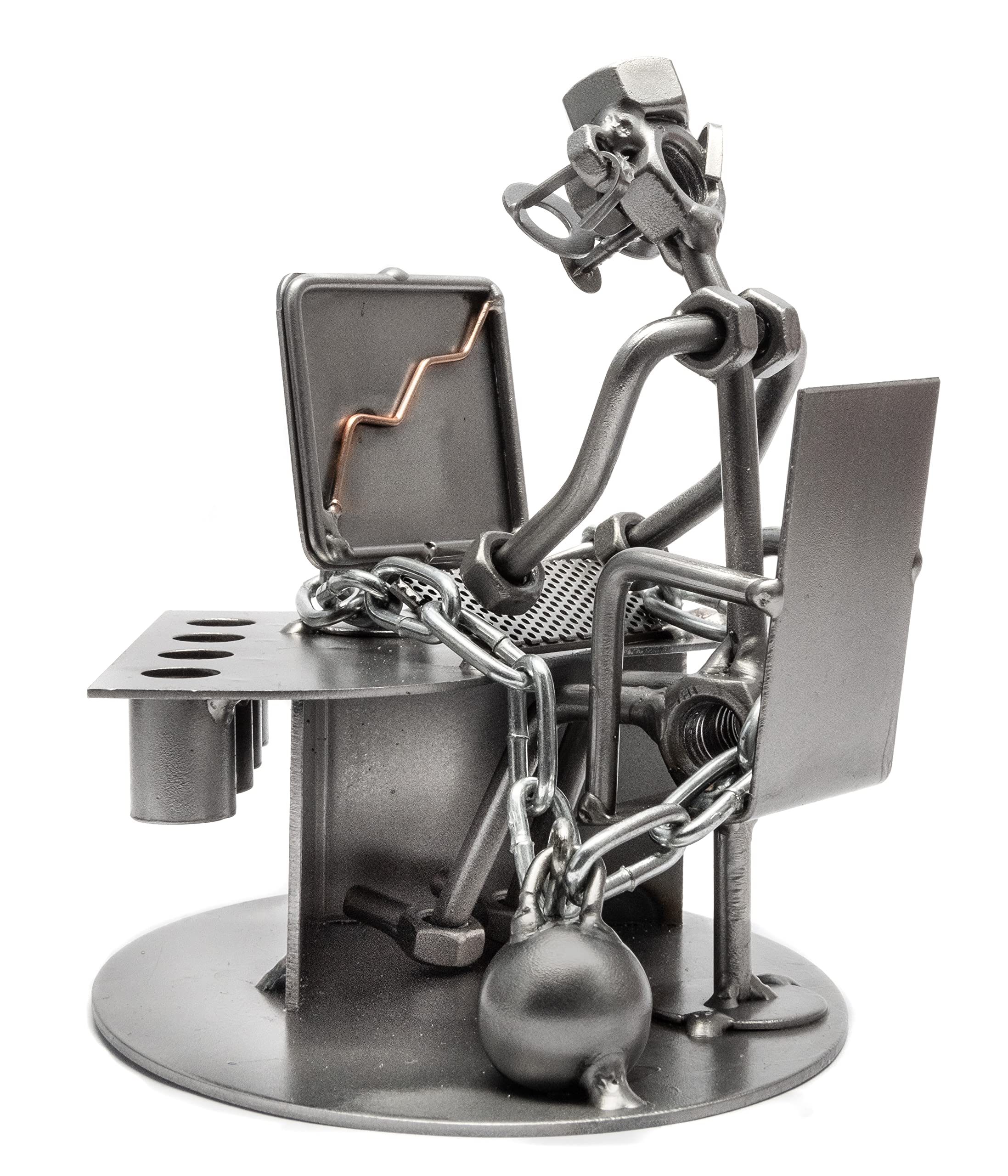 STEEMO Schraubenmännchen Büro Workaholic Geschenk Stiftehalter 16x12x16 cm