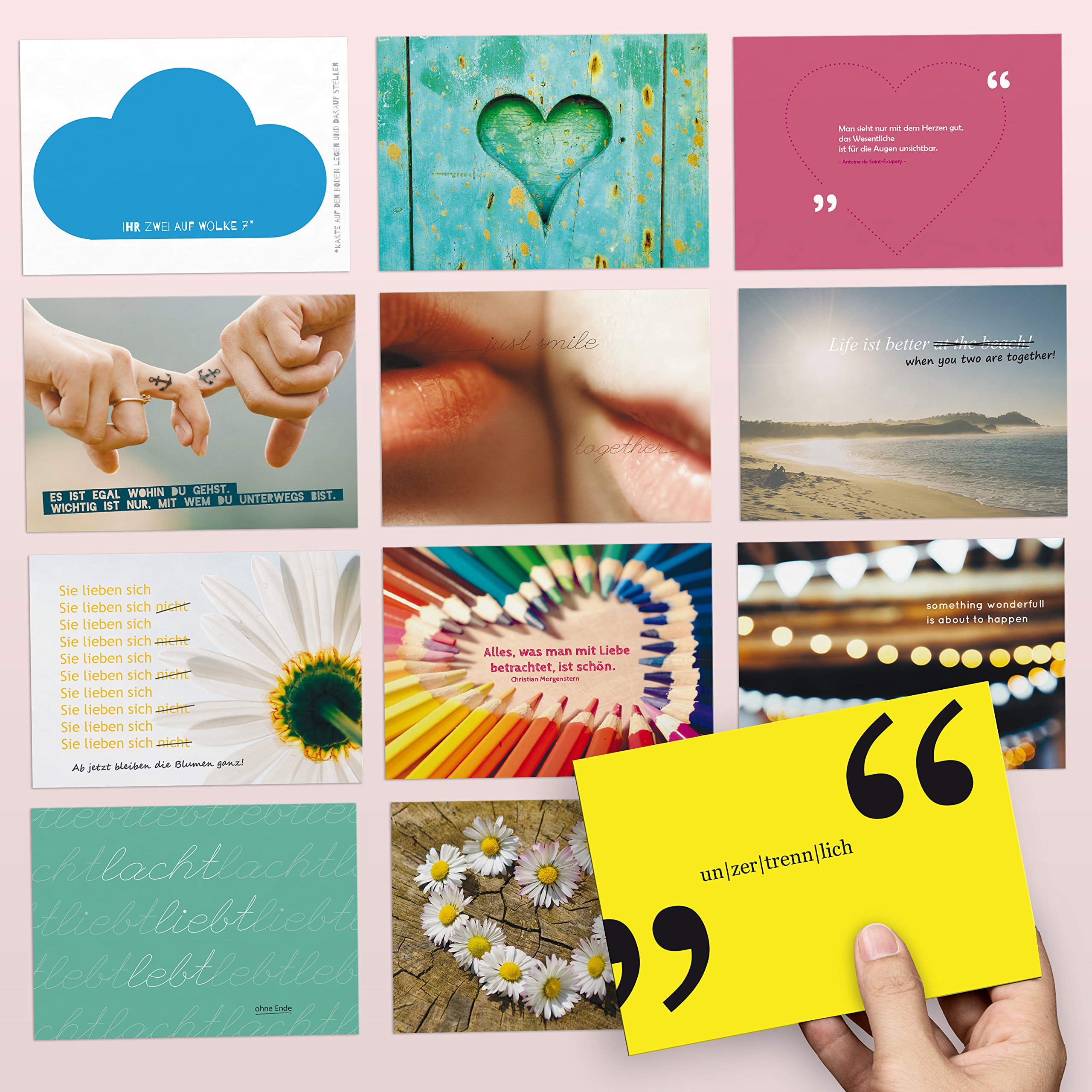 Kipitan 52 Postkarten für die Hochzeit als kreatives Hochzeitsgeschenk: Jede Woche eine DIN A6 Postkarte als Gästebuch-Alternative – Hochzeitsspiel & Geschenkidee