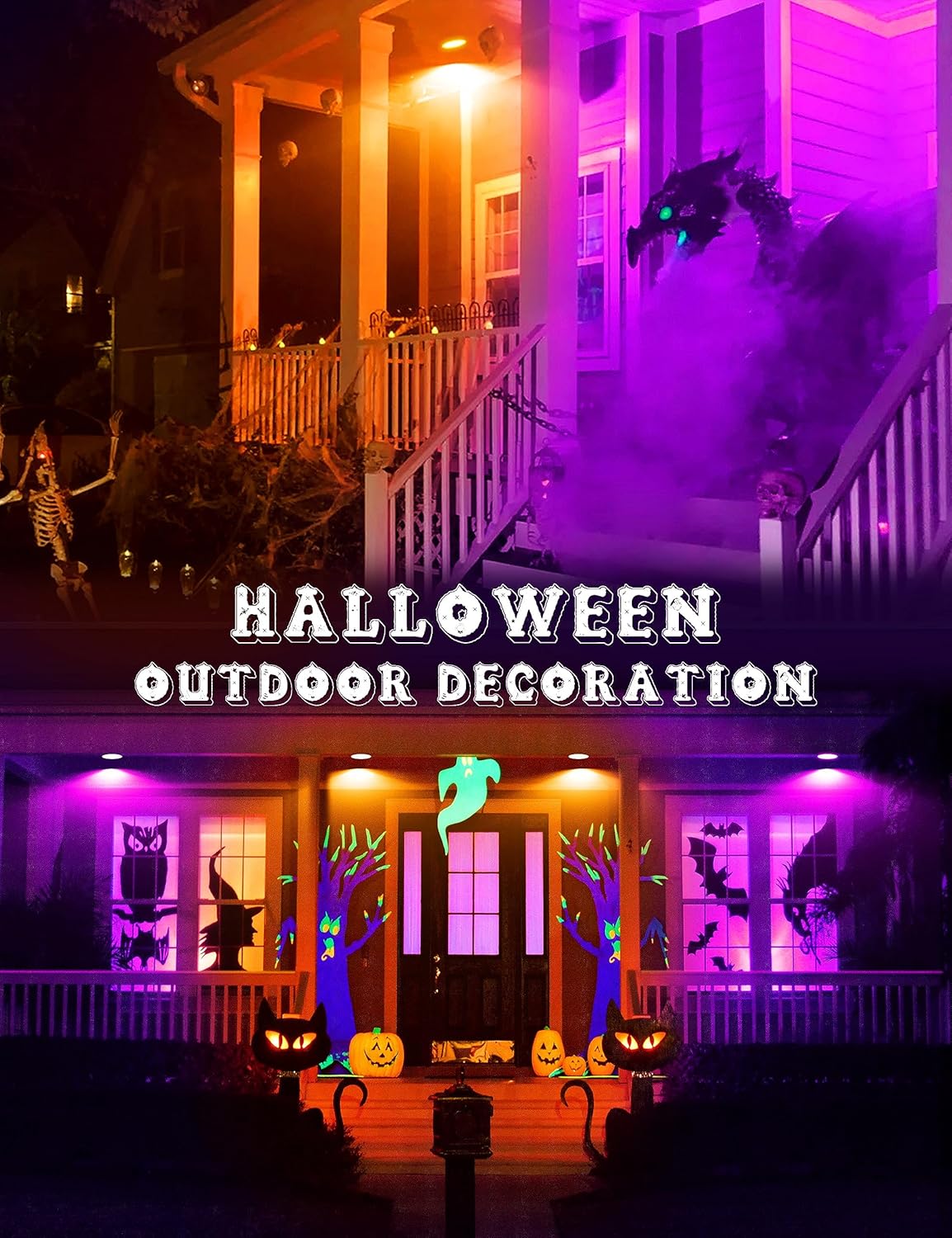 JandCase Orange and Purple Halloween Light Bulbs Outdoor, LED PAR30 Flood Lights 12W(100W Equivalent), E26 Colored Light Bulbs for Porch Lighting, Party Decor, Courtyard, Not-Dimmable, 2 Pack