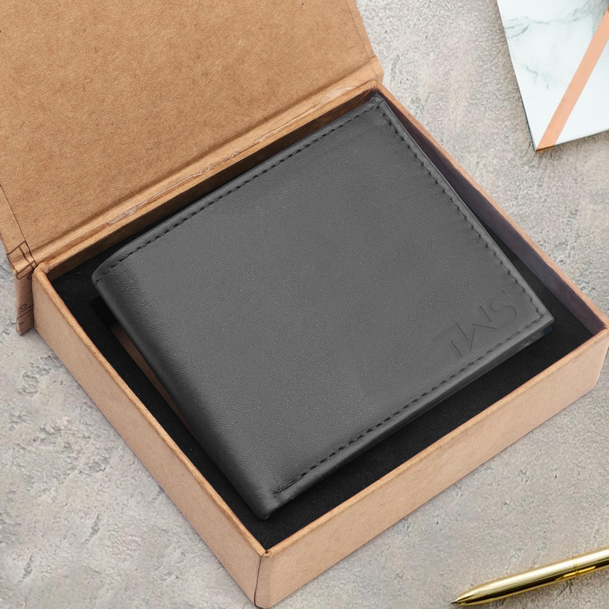 The Wallet Store Solid Leather Wallet For Men - Grey