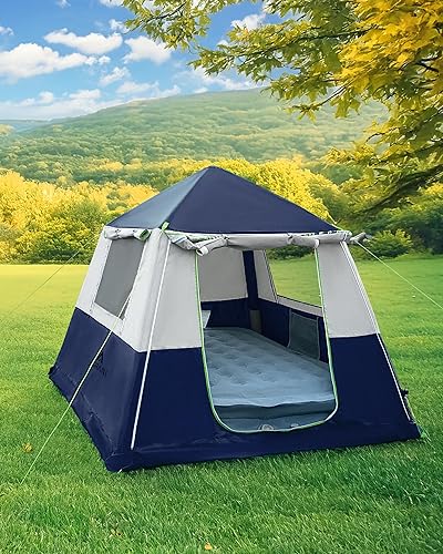 Miniatura 11 de Tiendas inflables de 14.1'x6.5'x9' para acampar, tienda de aire inflable portátil para 6/8/10 personas, impermeable, resistente al viento, fácil
