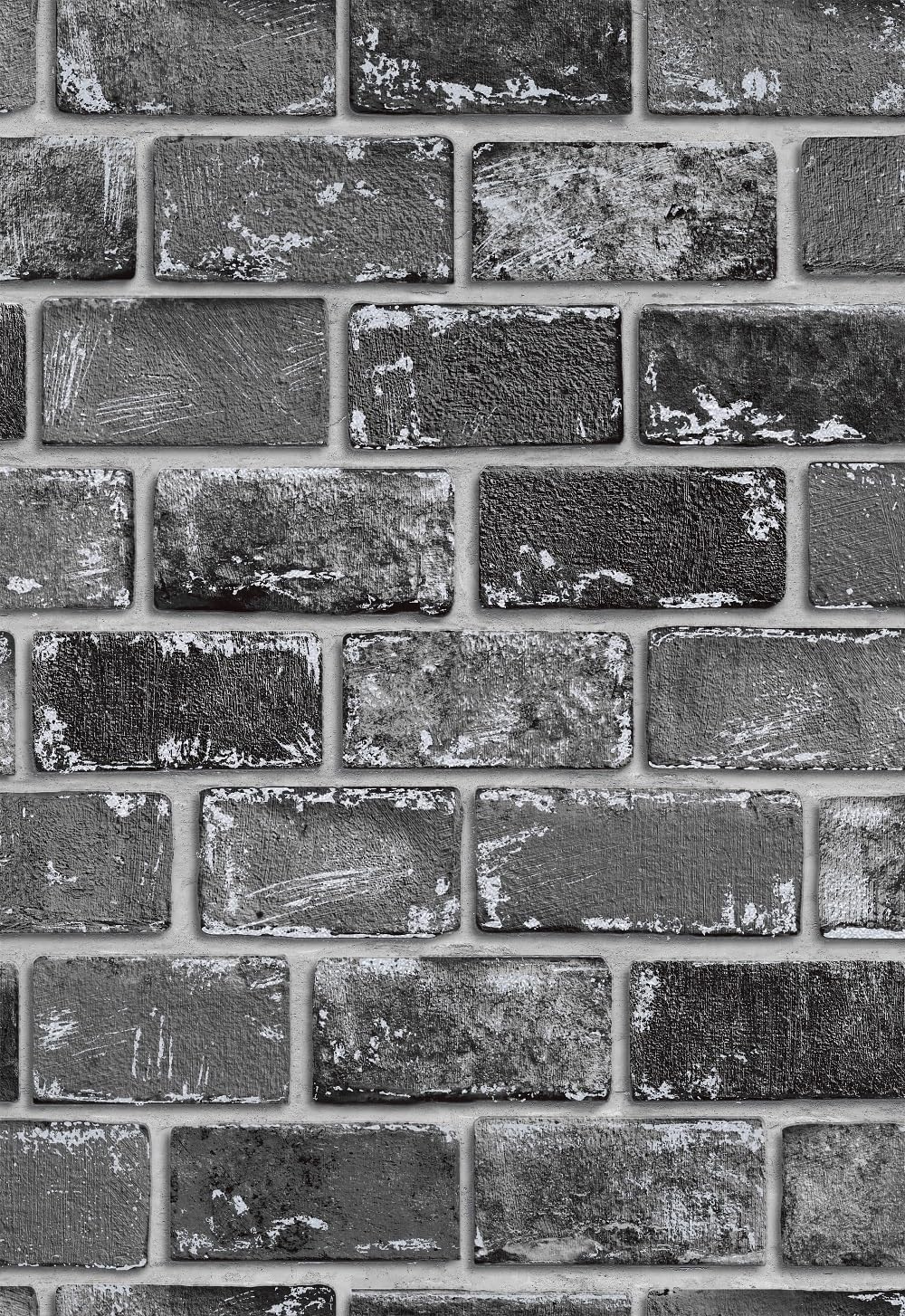 Brick Wallpaper Peel and Stick, Removable Vintage Self Adhesive Wallpaper Renter Friendly Textured Stick on Wallpaper Contact Paper （17.3" x 800" Black Brick）