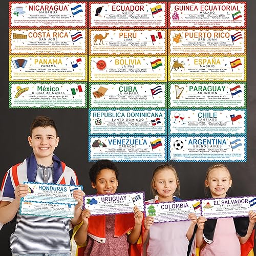 Miniatura 4 de 21 carteles de países en español, banderas, decoraciones para aulas, países latinoamericanos (nuevo) España, Puerto Rico y Guinea Ecuatorial,