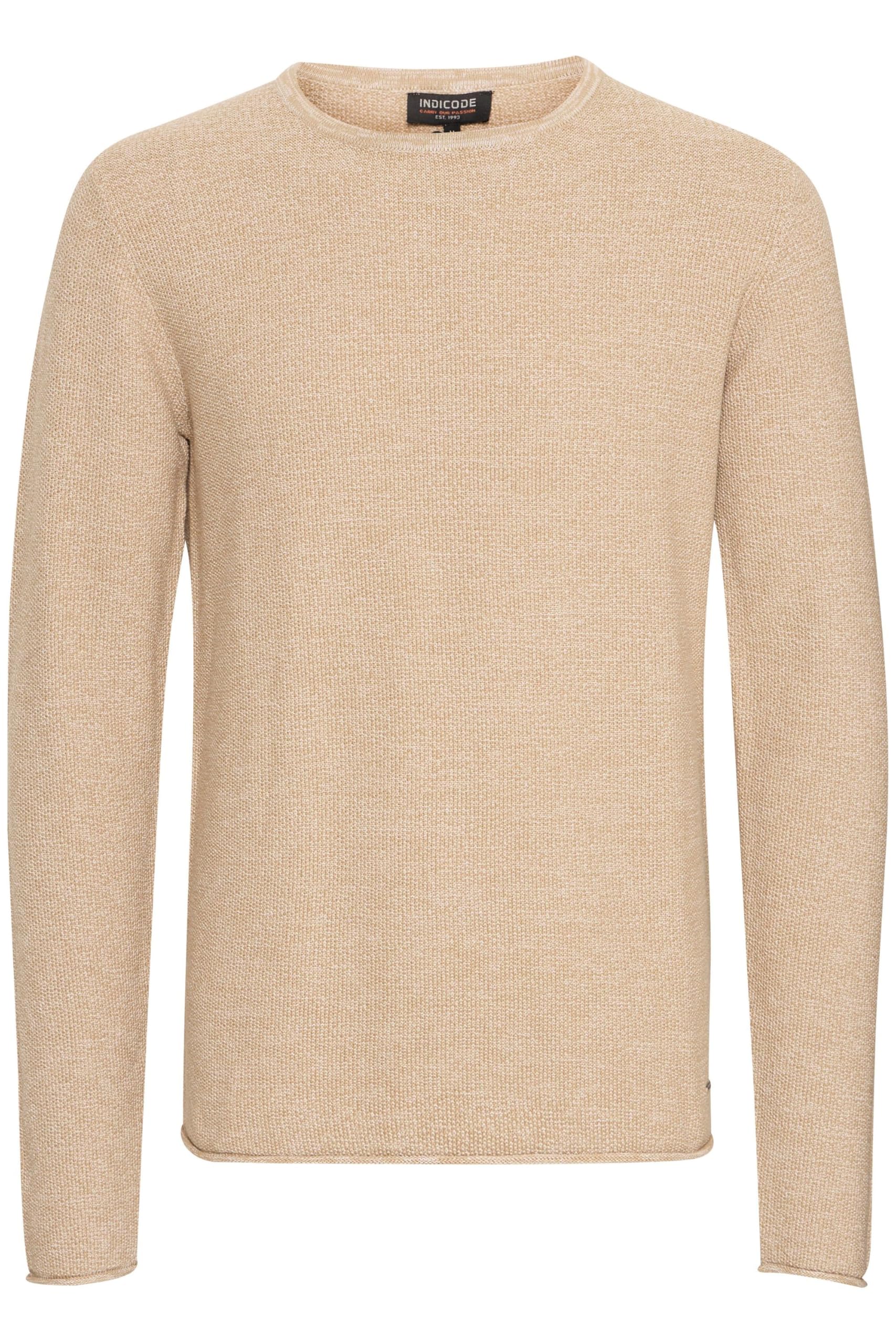 Indicode IDJadas Herren Strickpullover Feinstrick Pullover mit Rundhals-Ausschnitt Label-Details Baumwollmischung Regular fit