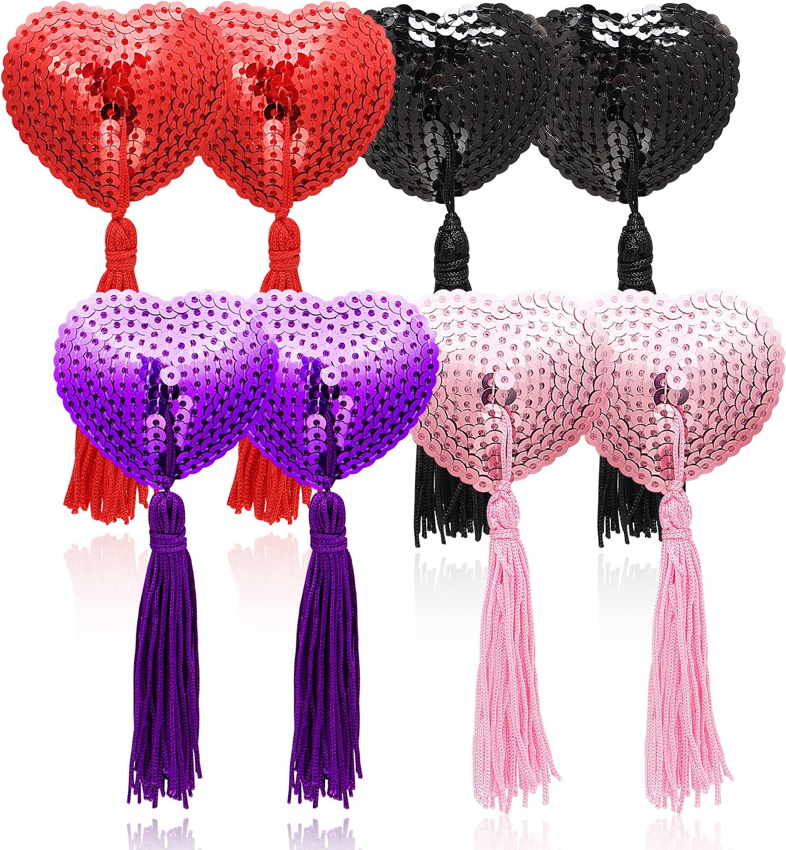 MUQU Bra with Tassel - Womens Silicone Petals Sequin Heart Pasties Adhesive Nipple Cover Reusable Bra
