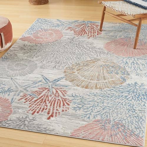 Nourison Home Pompeii Multicolor 4' x 6' Area Rug - Easy Clean, Non Shedding, Bed Room, Living Room, Dining Room, Kitche