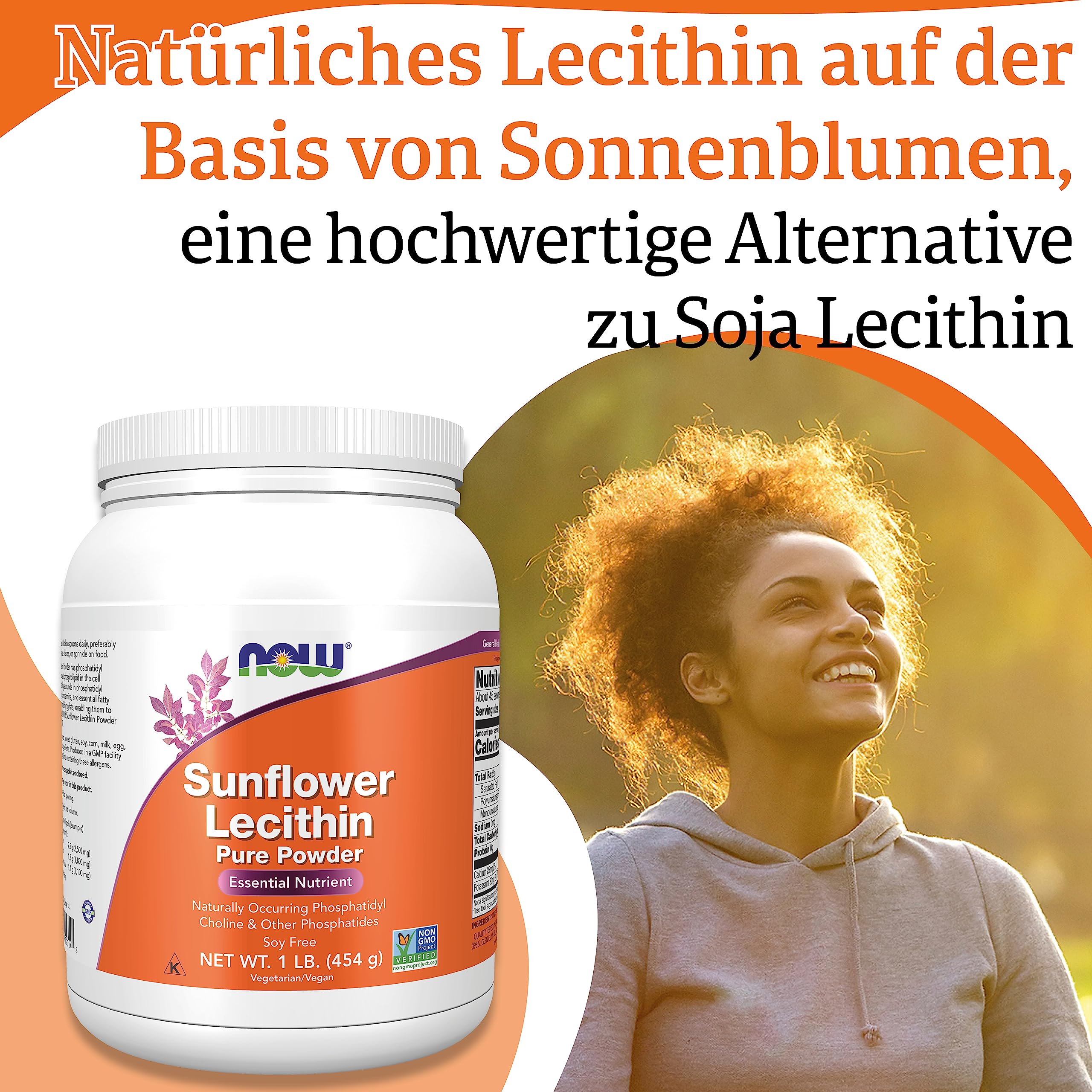 Now Foods, Sunflower Lecithin (Sonnenblumen Lecithin), Reines veganes Pulver, 454 g, Laborgeprüft, Glutenfrei, Sojafrei, Vegetarisch