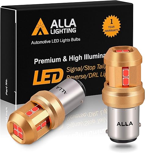 Alla Lighting Bombillas LED miniatura BAY15D Base 7528 1157 de 12 V, rojo puro, señal de giro trasera súper brillante, freno, luces traseras