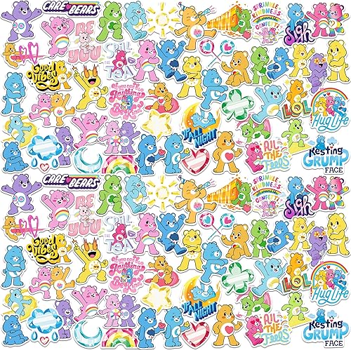 Care Bears Unlock The Magic Vinyl - Paquete variado de calcomanías grandes de lujo, para laptop, botella de agua, álbumes de recortes, tableta,