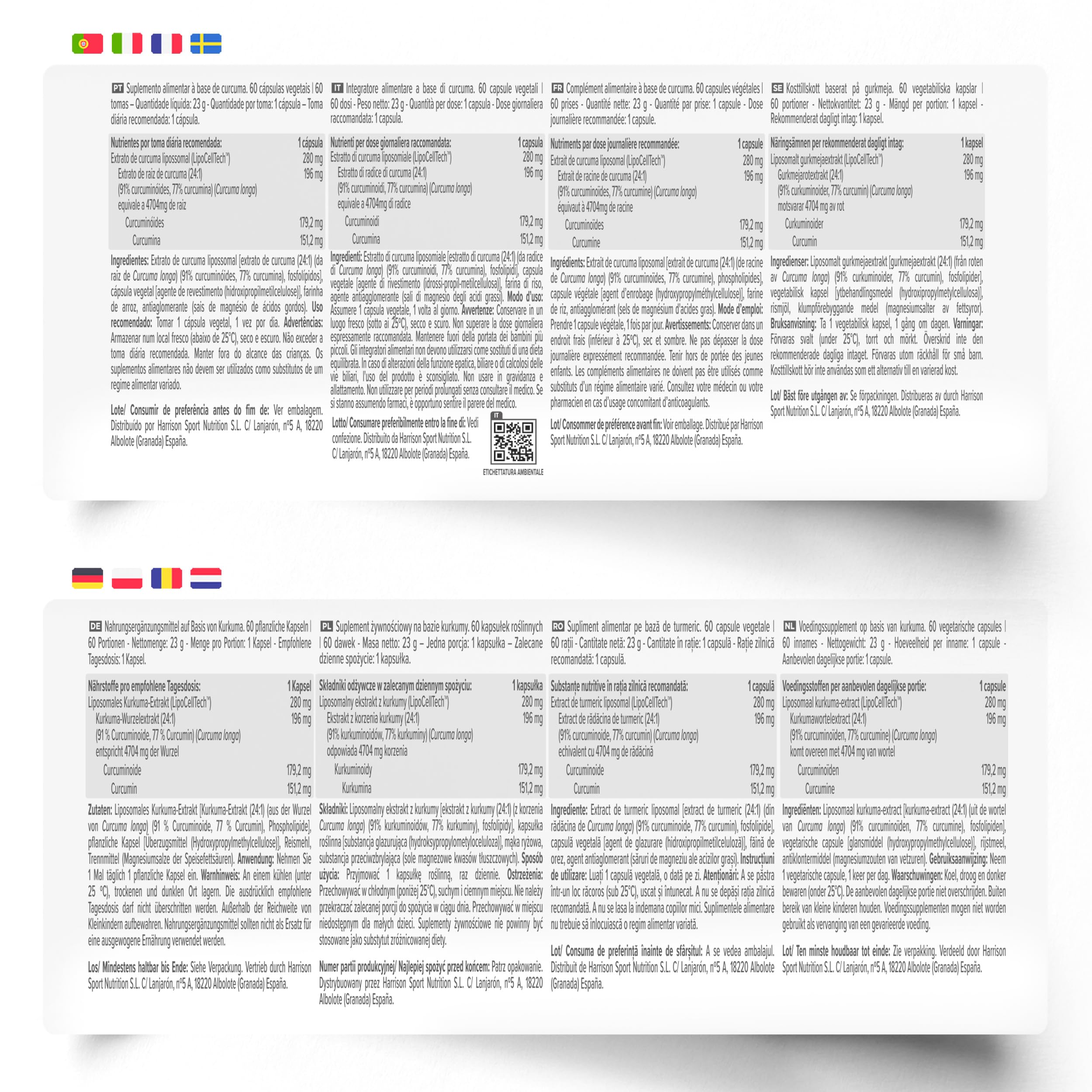 HSN Estratto di Curcuma Liposomiale 280mg (91% Curcuminoidi, 77% Curcumina) | 60 Capsule Vegetali | Tecnologia LipoCellTech™ Protezione Liposomiale +BIODISPONIBILITÀ | Non-OGM, Vegano, Senza Glutine