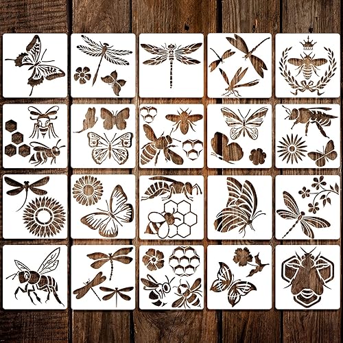 Miniatura 1 de Juego de 20 plantillas reutilizables para estarcir, plantillas de primavera e invierno, de Navidad, para pintar sobre pared de madera, decoración