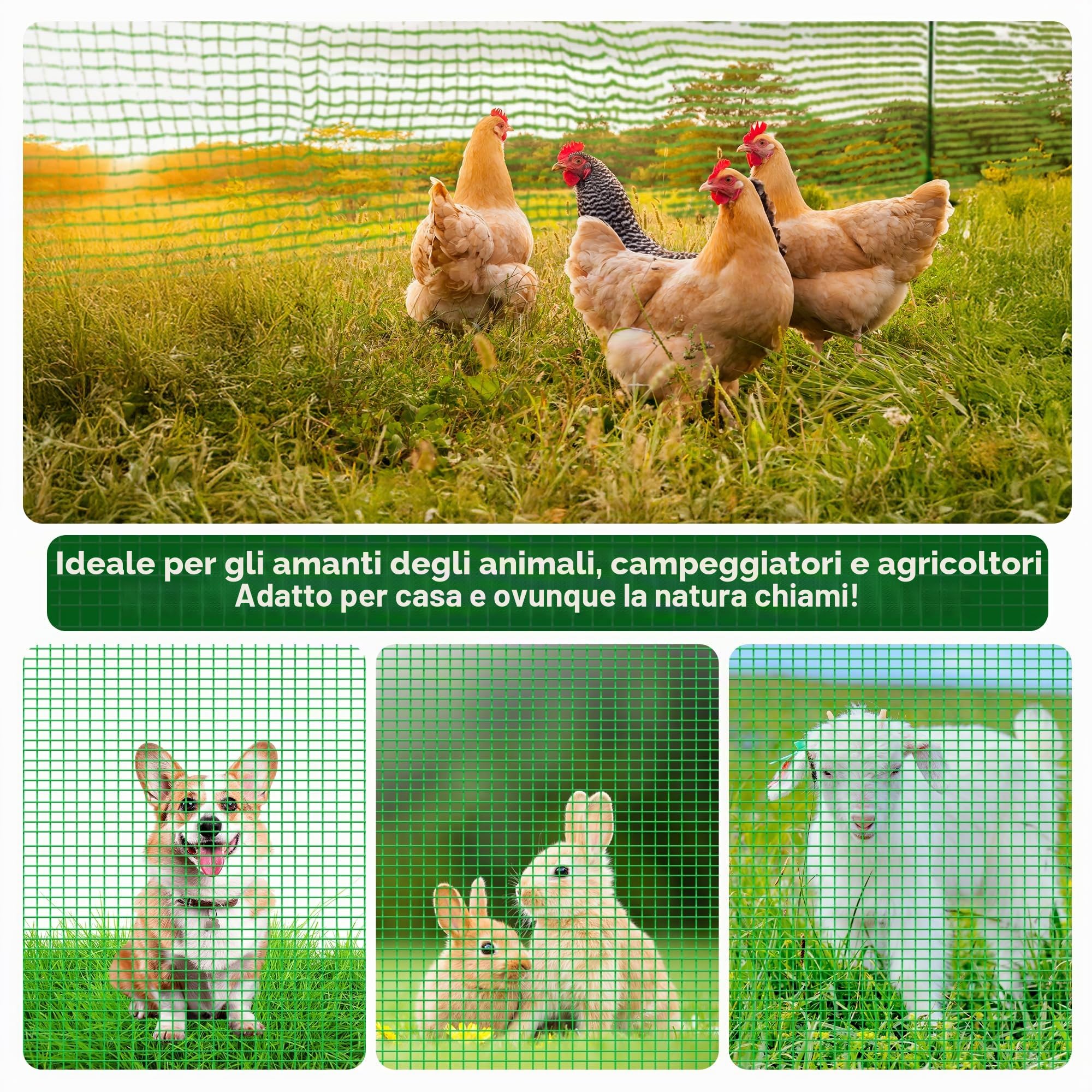 Signstek Recinzione mobile, 120 cm di altezza, 15 m di lunghezza, 9 pali per cani, recinzione da giardino, giardino, casa, cortile, verde