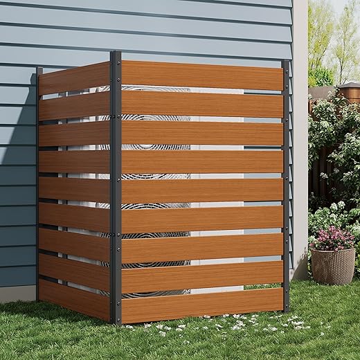 Outdoor Cedar Wood Privacy Screen Fence, 2 Decorative Panels 49" w x 38.5" h, No-Dig Weather Resistant Privacy Fence for Trash Can, AC Unit, Pool Equipment, Garden & Courtyard