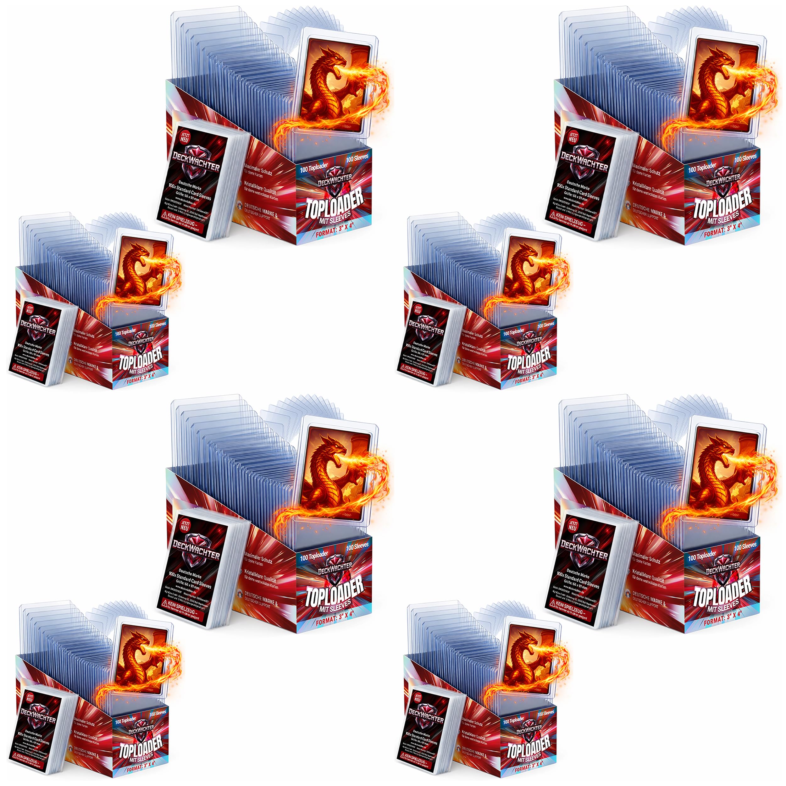 DeckWächter® 100x Toploader & 100x Penny Sleeves – Card Sleeves Set 3x4 Zoll – Top-Loader Schutzhüllen für Sammelkarten TCG – 35PT Clear (800 Toploader + 800 Sleeves)