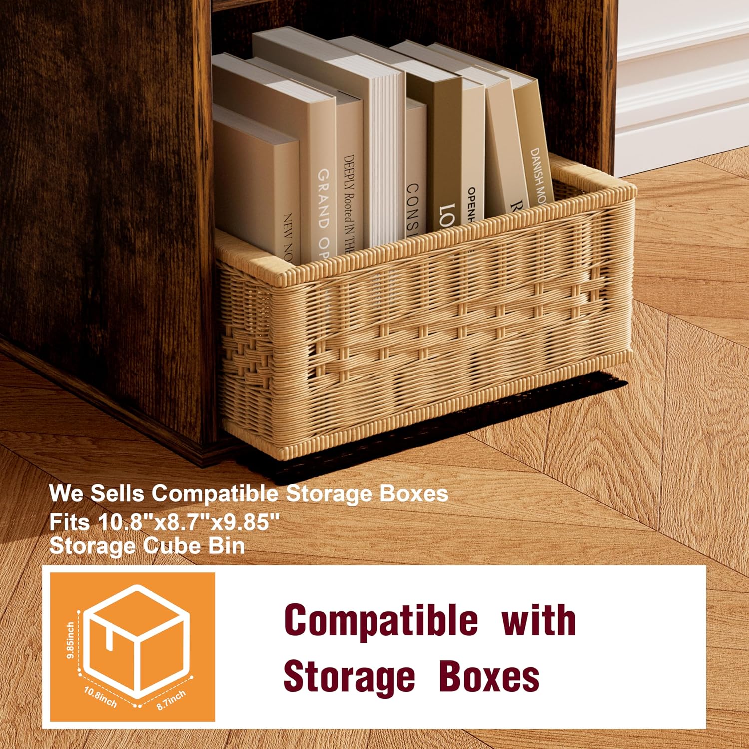 Book Shelf, Wooden Cube Storage Organizer with 11" Open Cubes, Stackable Bookcase for Room Divider Storage, Bookshelf for Living Room, Bedroom, Office (Indonesian Antique Oak, 2-Cube) image 5