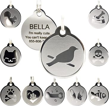 Custom Engraved Stainless Steel Pet ID Tags - Engraved Personalized Identification Durable & Long Lasting Dog Tags, Cat Tags