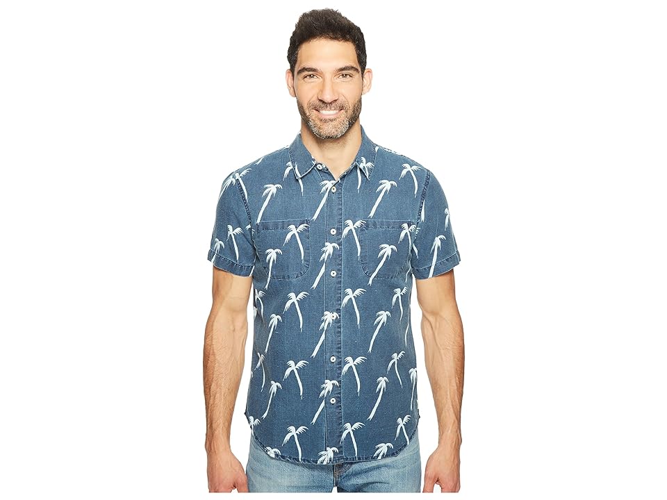 

Agave Denim Short Sleeve Linen Palm Shirt (Indigo Rinse) Men's Short Sleeve Pullover, Blue