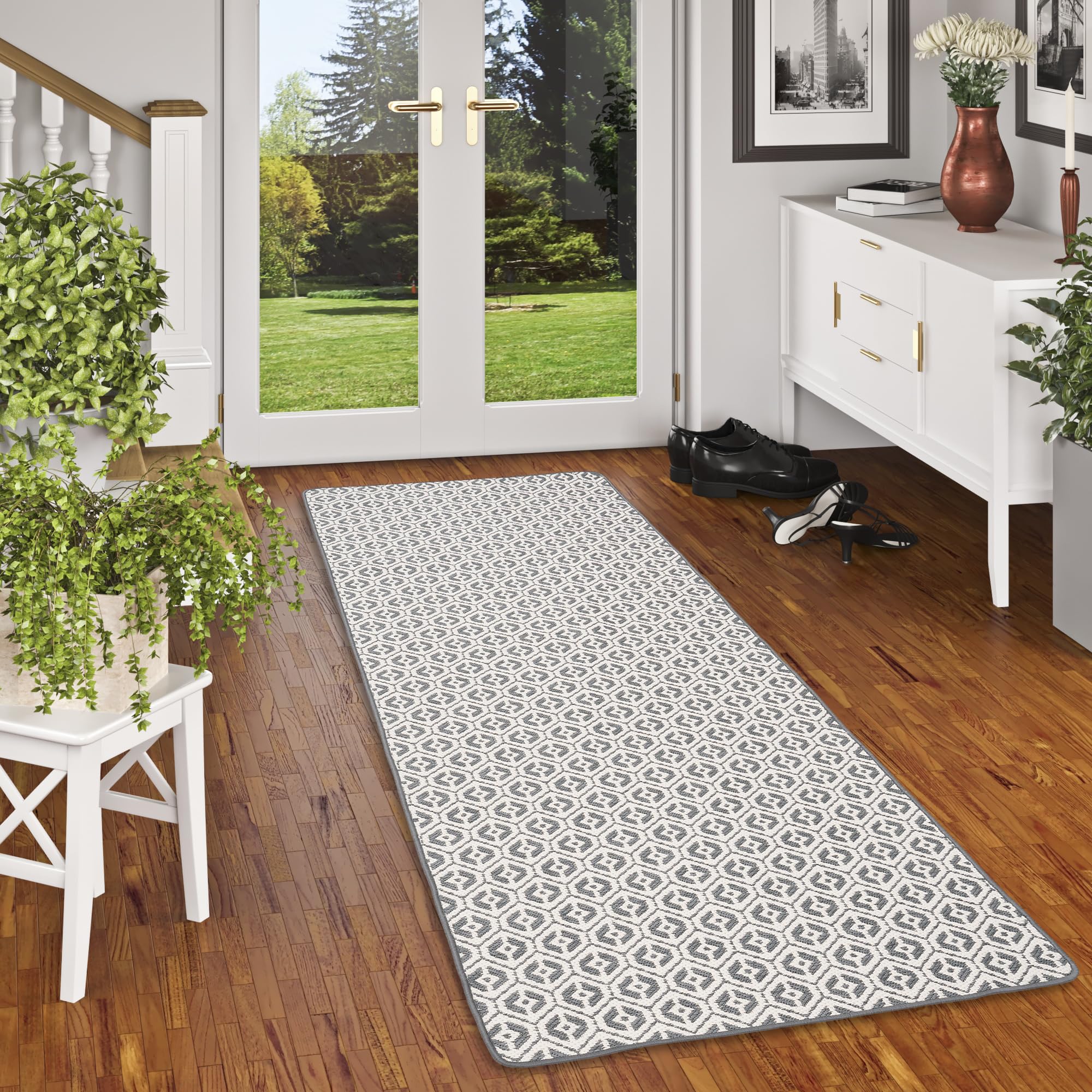 Snapstyle Tapis de Couloir intérieur-extérieur réversible Cape Cod Gris, Résistant aux UV, Imperméable, Facile à Entretenir, Résistant, Idéal pour terrasse, Balcon, Couloir
