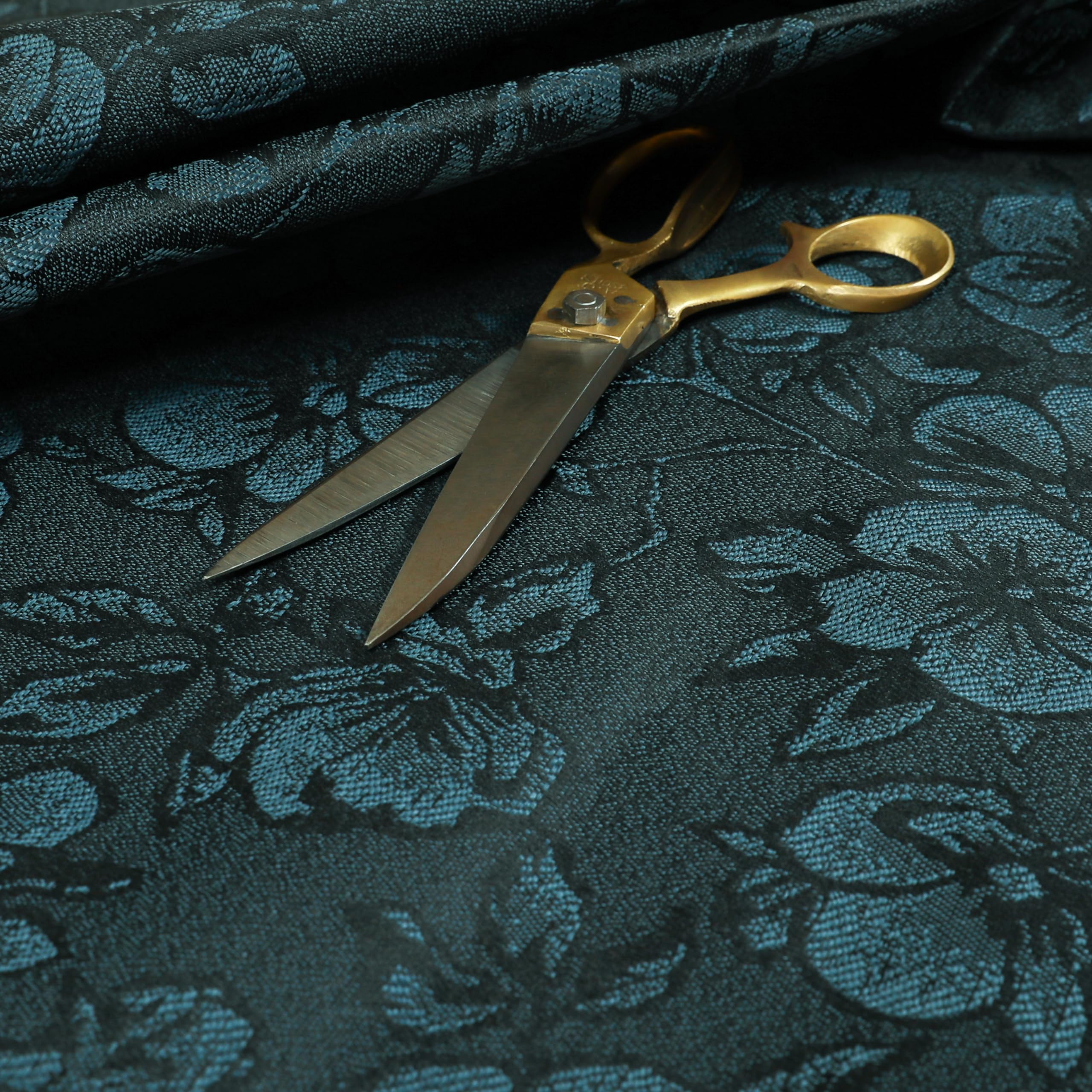 Redbrick Mill Fabrics Flame Retardant Floral Pattern Lightweight Chenille Navy Blue Colour Upholstery Curtain Fabrics (1 Metre) โ image 1