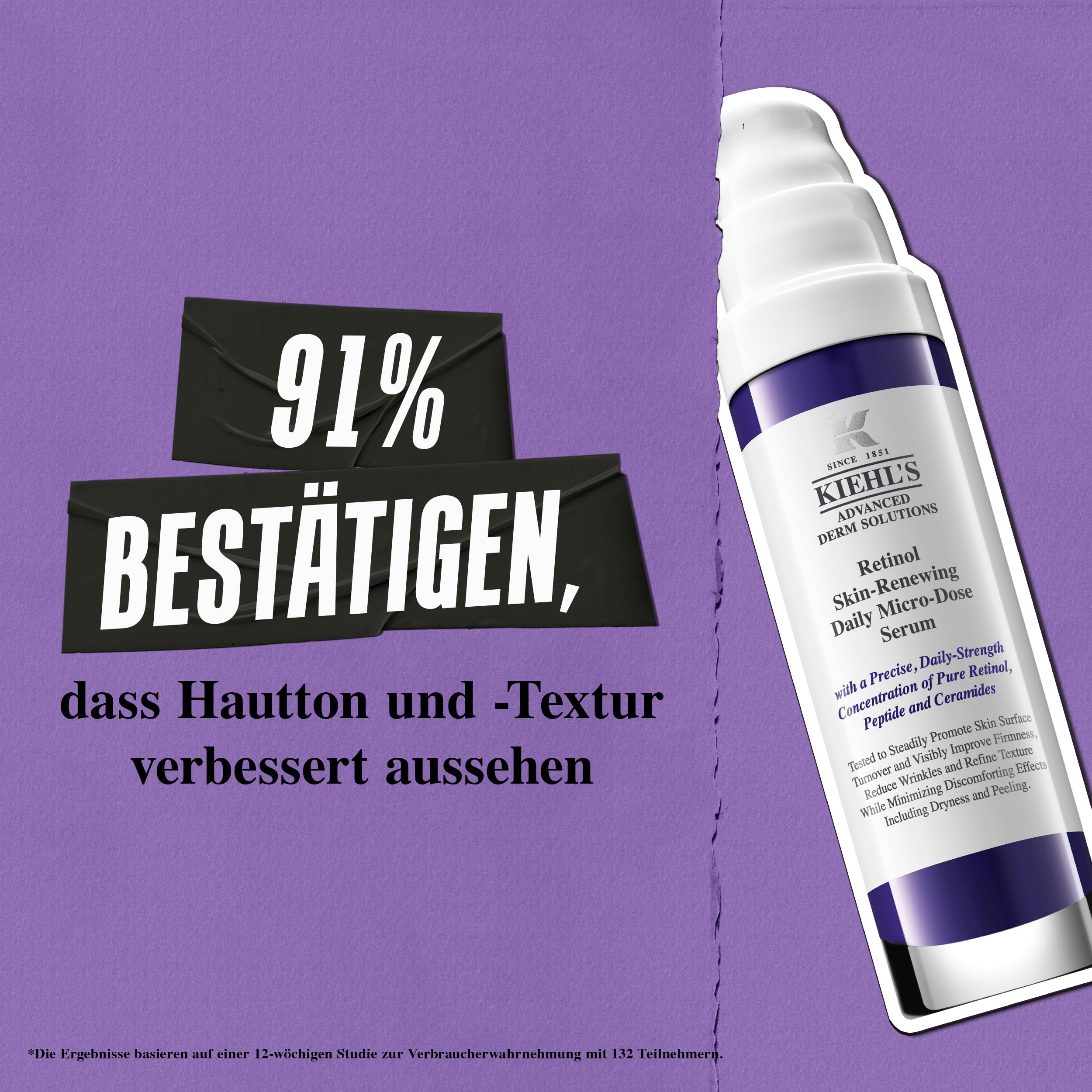 KIEHL'S Retinol Skin-Renewing Daily Micro-Dose Treatment, straffendes Anti-Aging-Serum für ein ebenmäßiges, jugendlicheres Hautbild, Fältchen mildernd, Hautstruktur verfeinernd