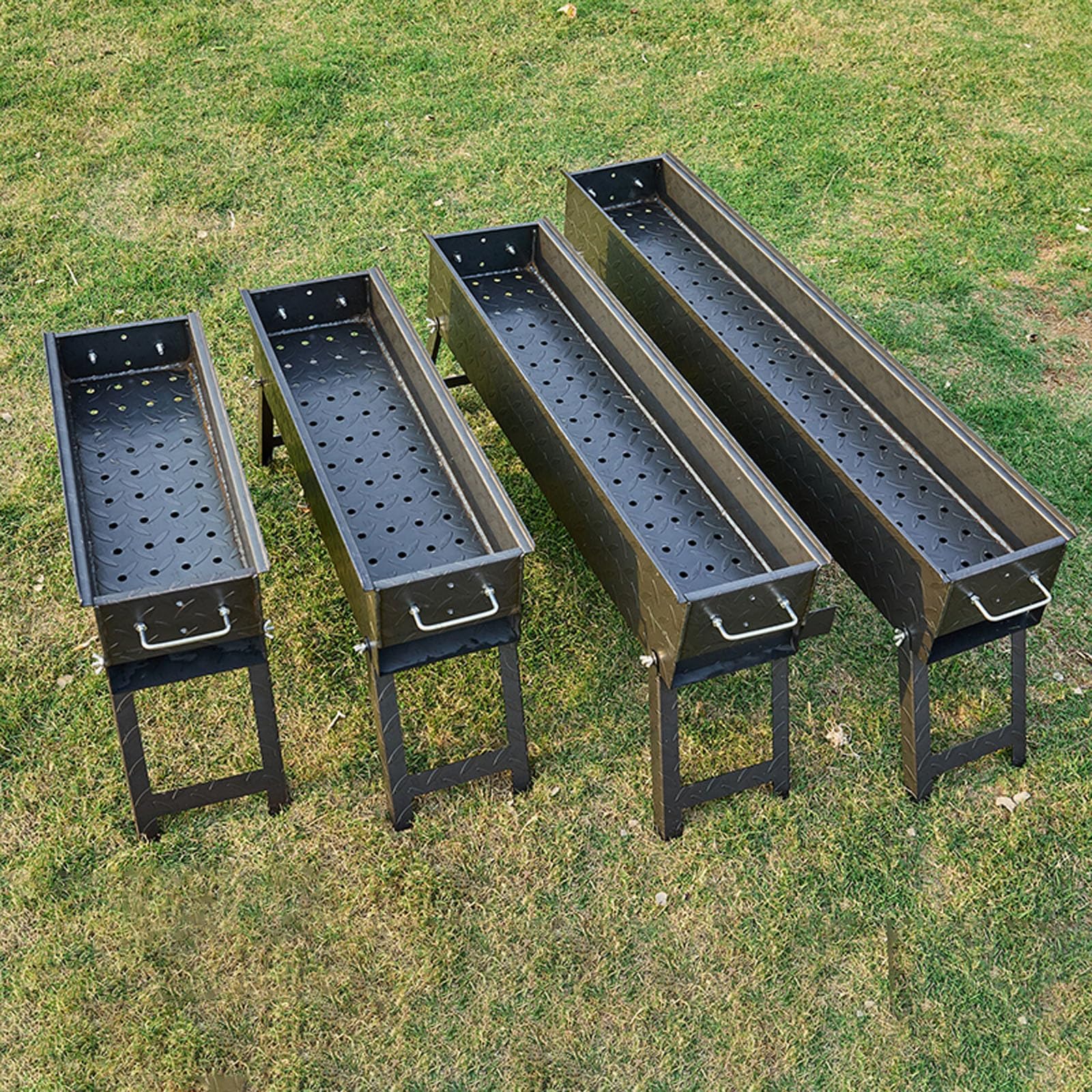 Griglia portatile a carbone per campeggio, griglia pieghevole per barbecue, piastra in acciaio ispessito per cucinare all'aperto, viaggi, cortile e giardino, 60 x 19 x 35 cm