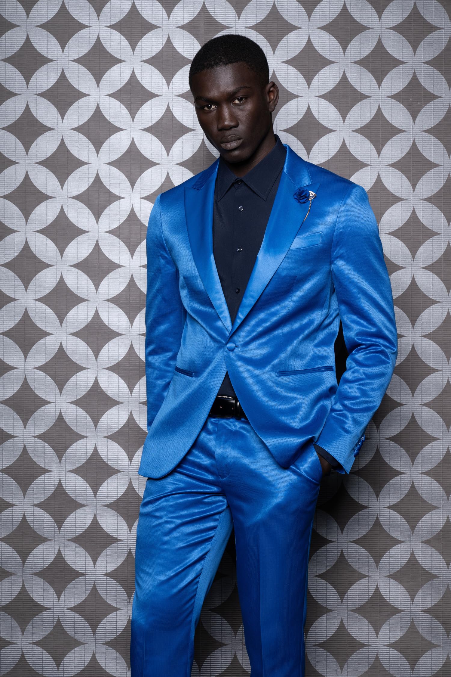 Bottega del Sarto Camicia Celeste Super Slim Fit in Jersey di Cotone Elasticizzato con Collo Francese Sartoriale