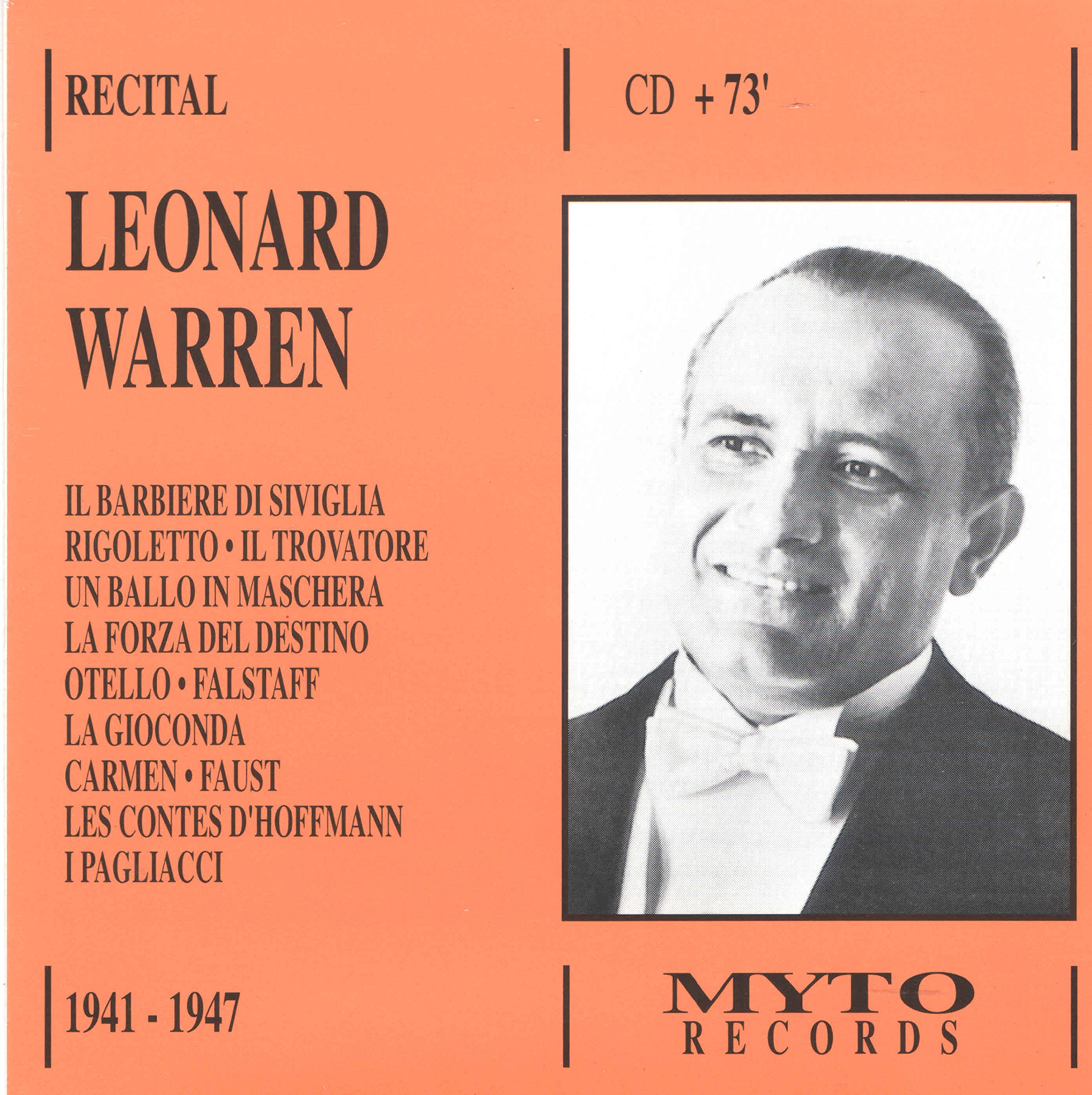 Recital 1941 [Audio CD] Leonard Warren